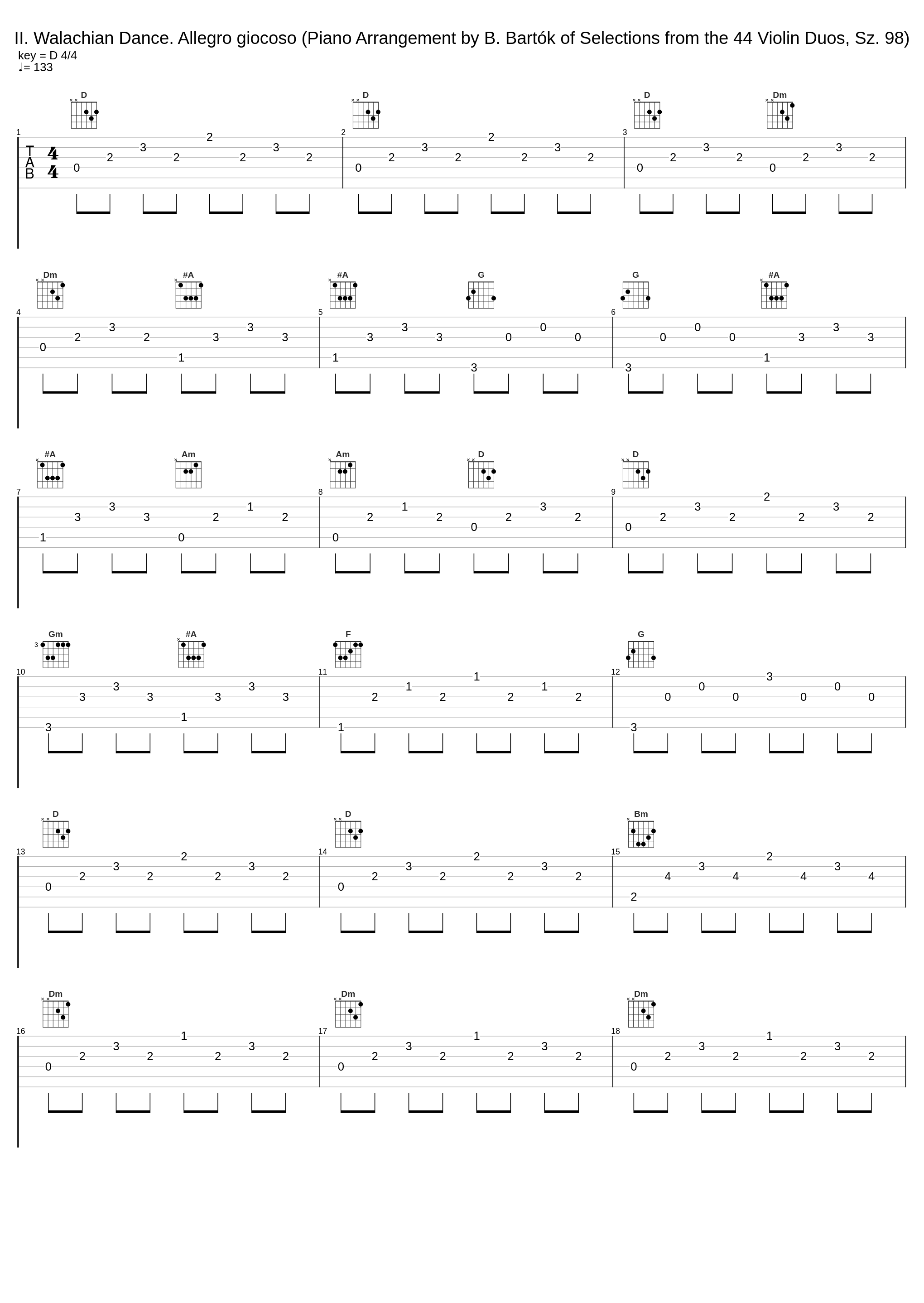 II. Walachian Dance. Allegro giocoso (Piano Arrangement by B. Bartók of Selections from the 44 Violin Duos, Sz. 98)_György Sándor,Béla Bartók_1