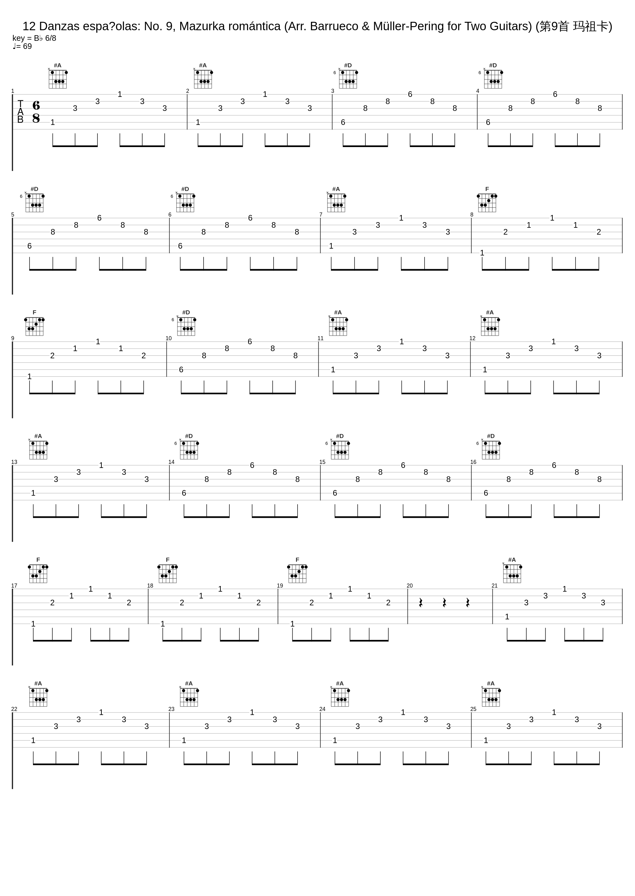 12 Danzas españolas: No. 9, Mazurka romántica (Arr. Barrueco & Müller-Pering for Two Guitars) (第9首 玛祖卡)_Manuel Barrueco,Thomas Muller-Pering_1
