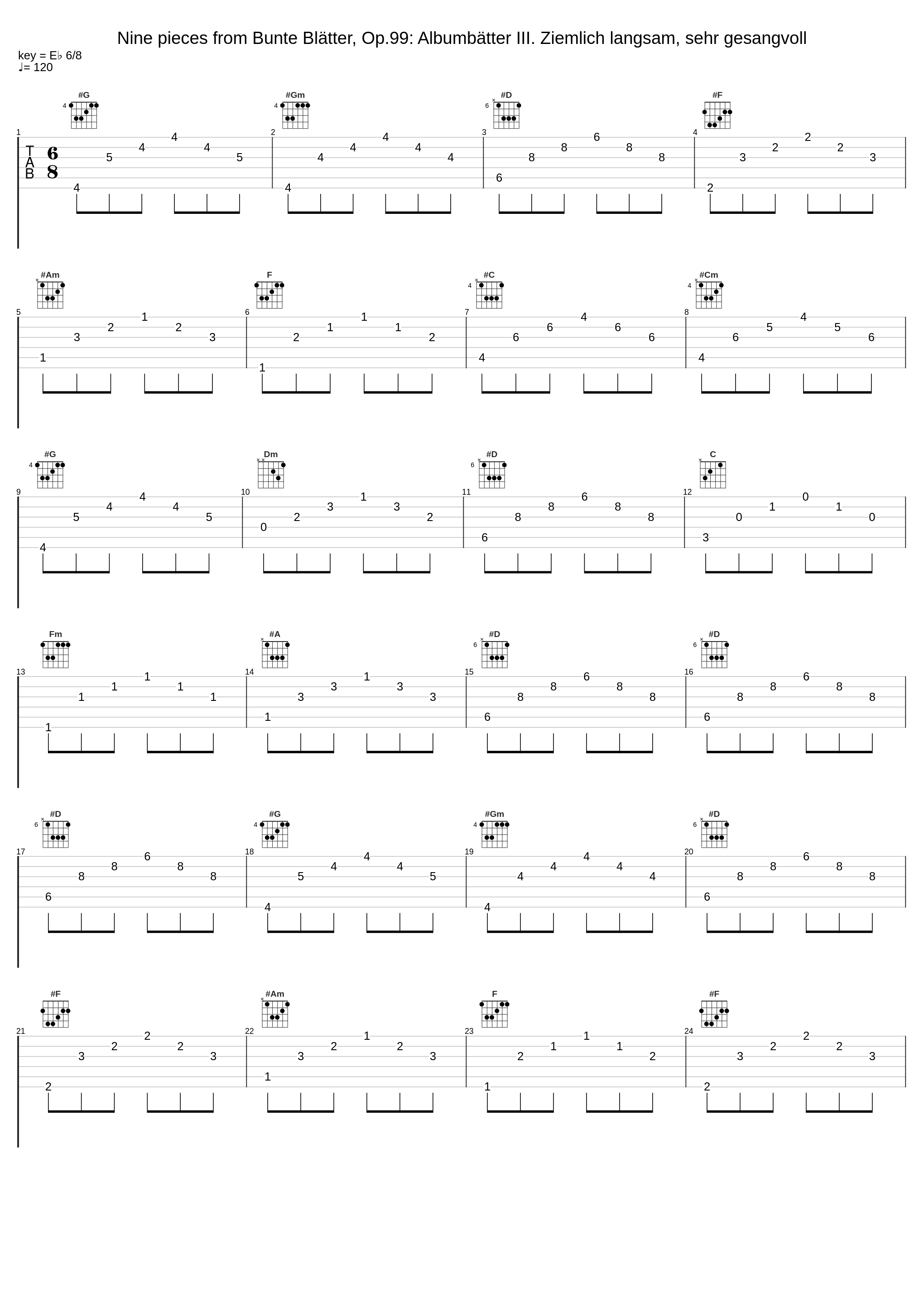 Nine pieces from Bunte Blätter, Op.99: Albumbätter III. Ziemlich langsam, sehr gesangvoll_William Howard_1