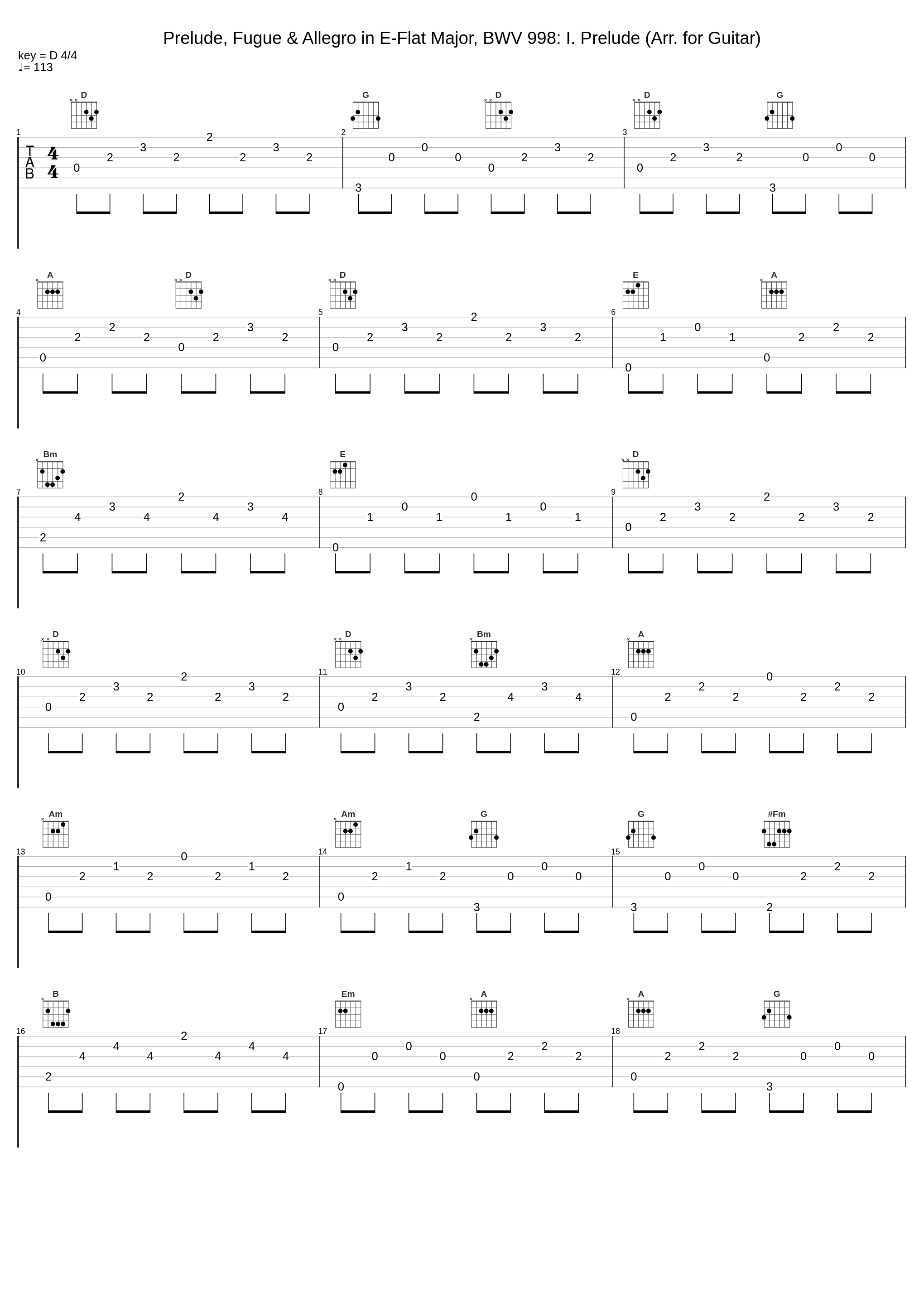 Prelude, Fugue & Allegro in E-Flat Major, BWV 998: I. Prelude (Arr. for Guitar)_Sean Shibe_1
