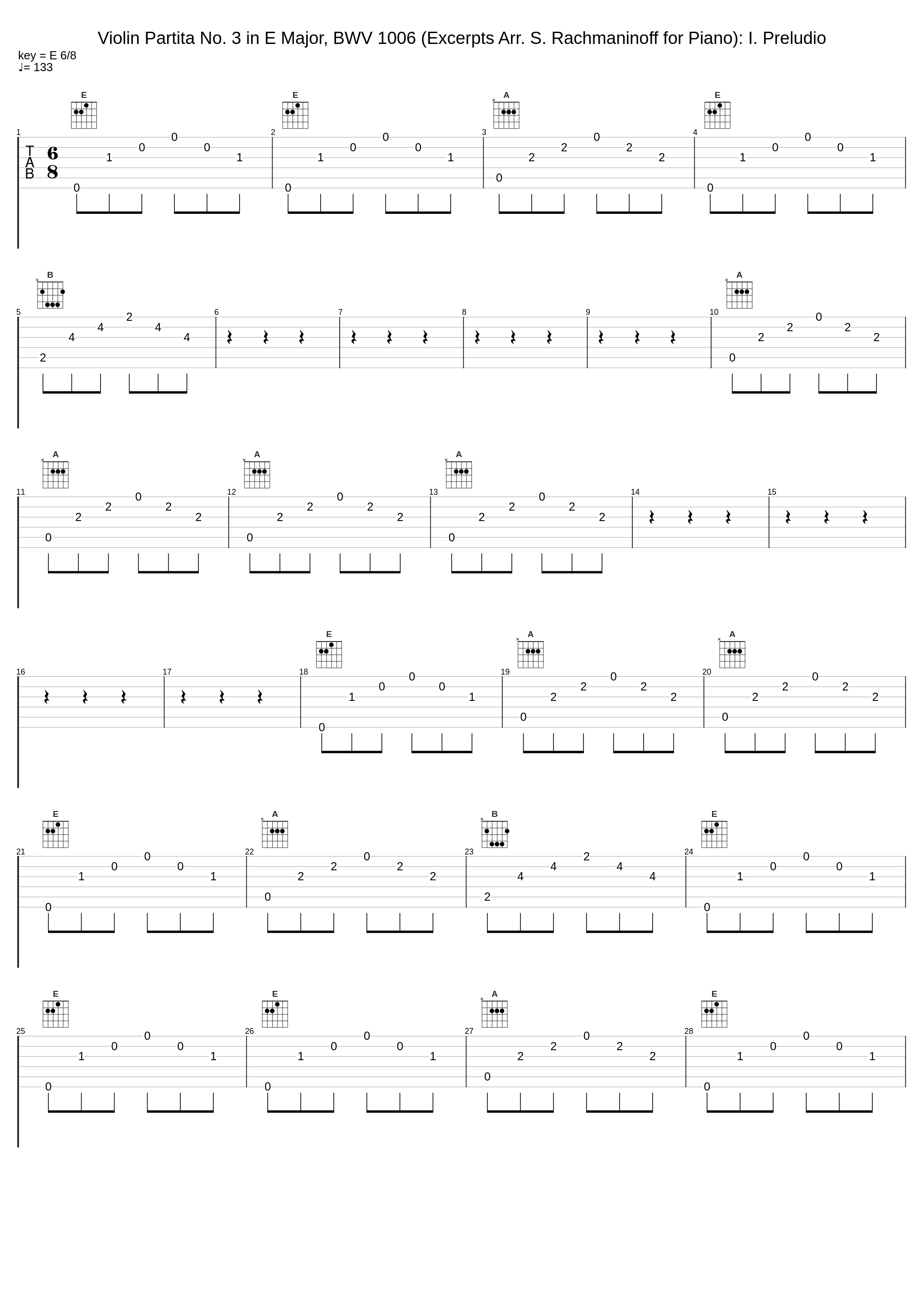 Violin Partita No. 3 in E Major, BWV 1006 (Excerpts Arr. S. Rachmaninoff for Piano): I. Preludio_Sergei Rachmaninoff_1
