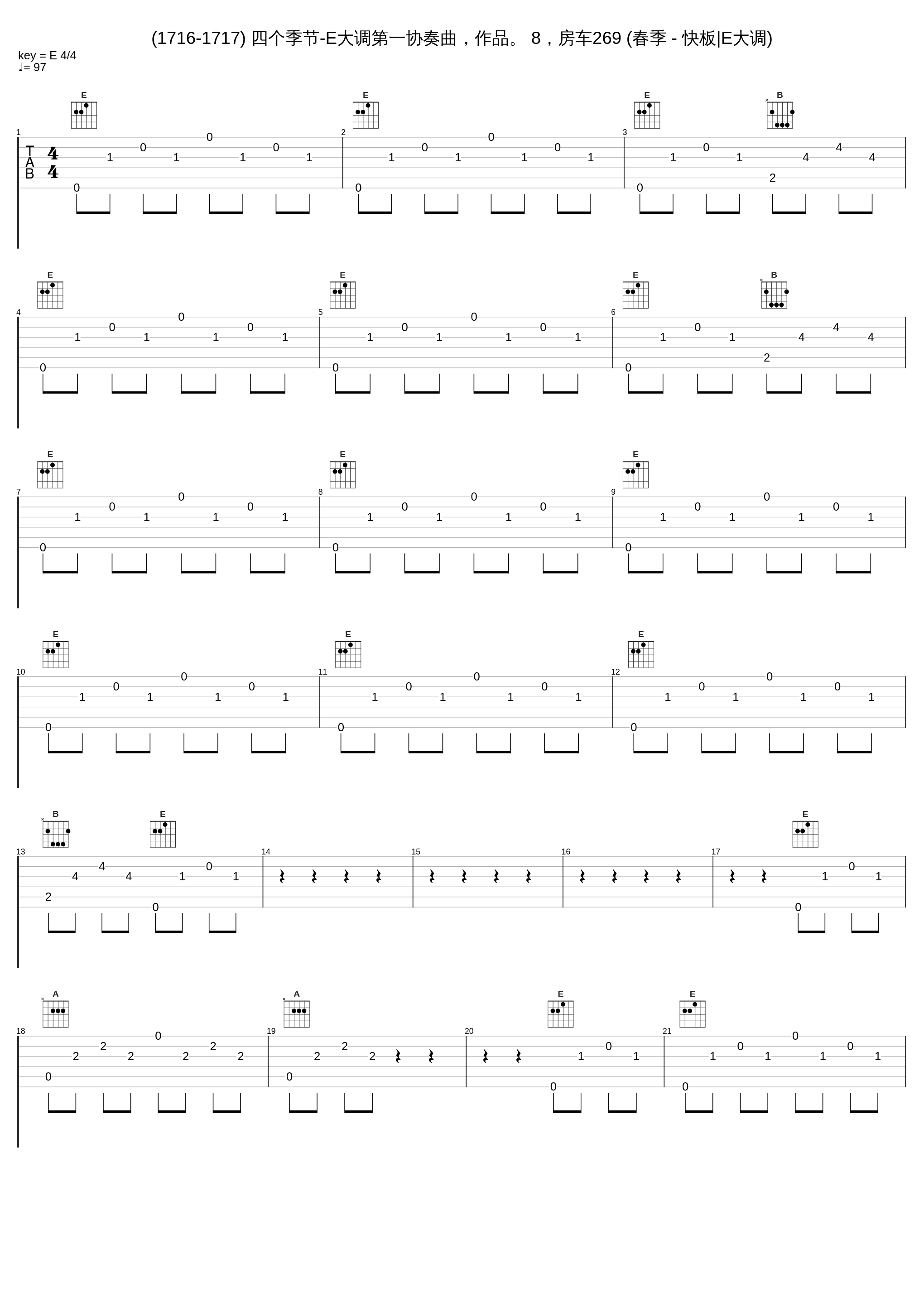 (1716-1717) 四个季节-E大调第一协奏曲，作品。 8，房车269 (春季 - 快板|E大调)_Antonio Vivaldi_1