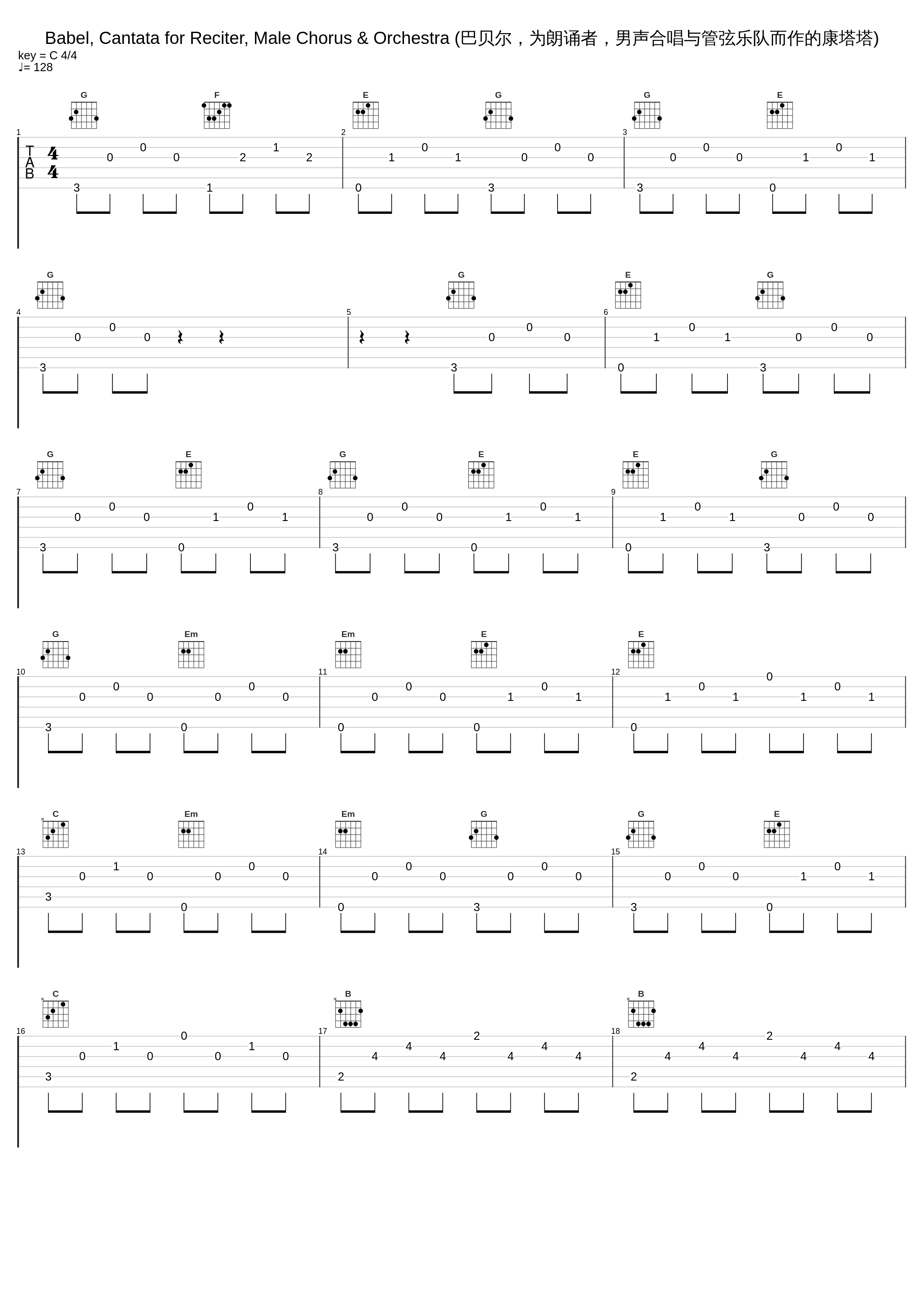 Babel, Cantata for Reciter, Male Chorus & Orchestra (巴贝尔，为朗诵者，男声合唱与管弦乐队而作的康塔塔)_Igor Stravinsky_1