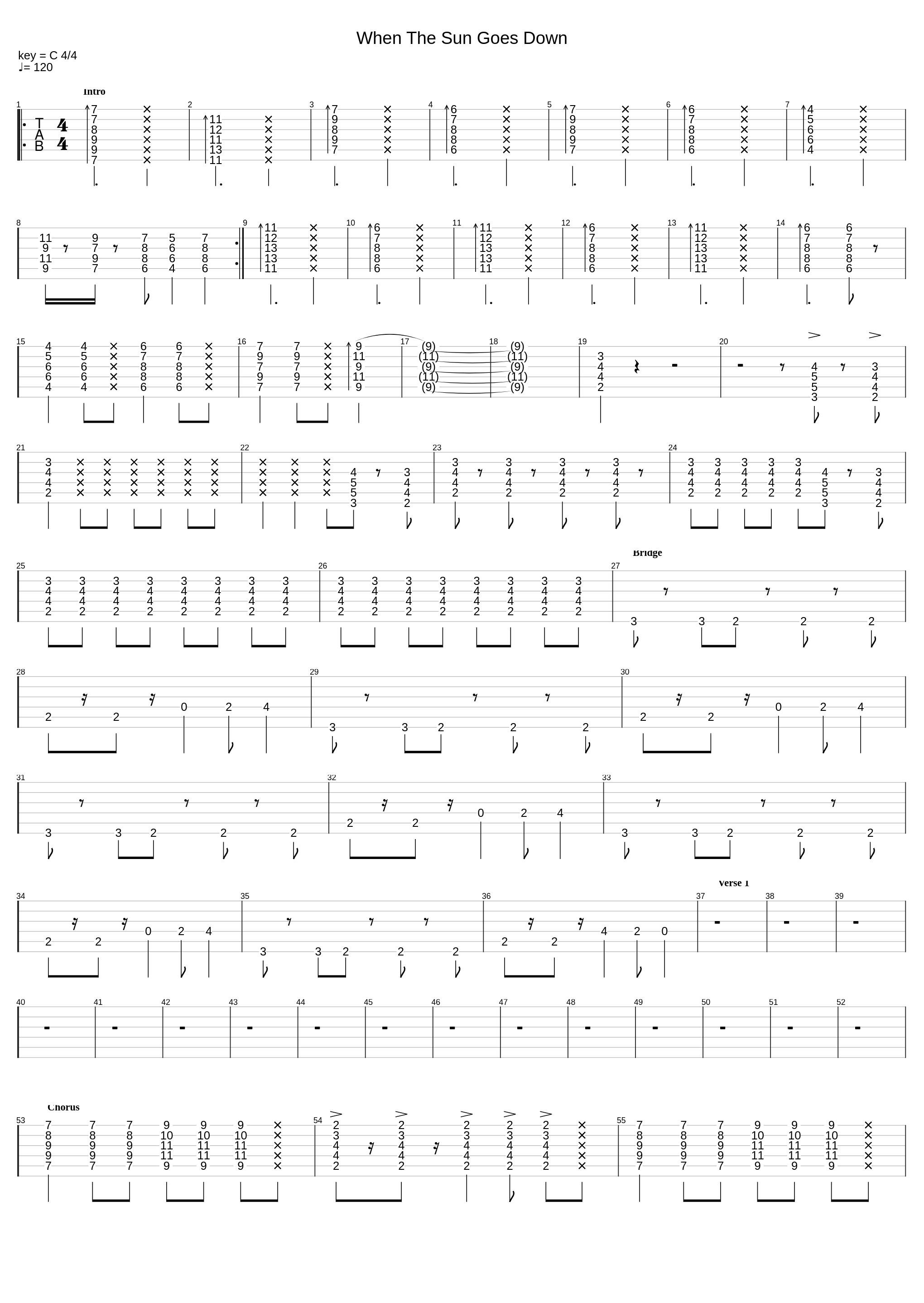 When The Sun Goes Down (4 piece transcription)_Arctic Monkeys_1