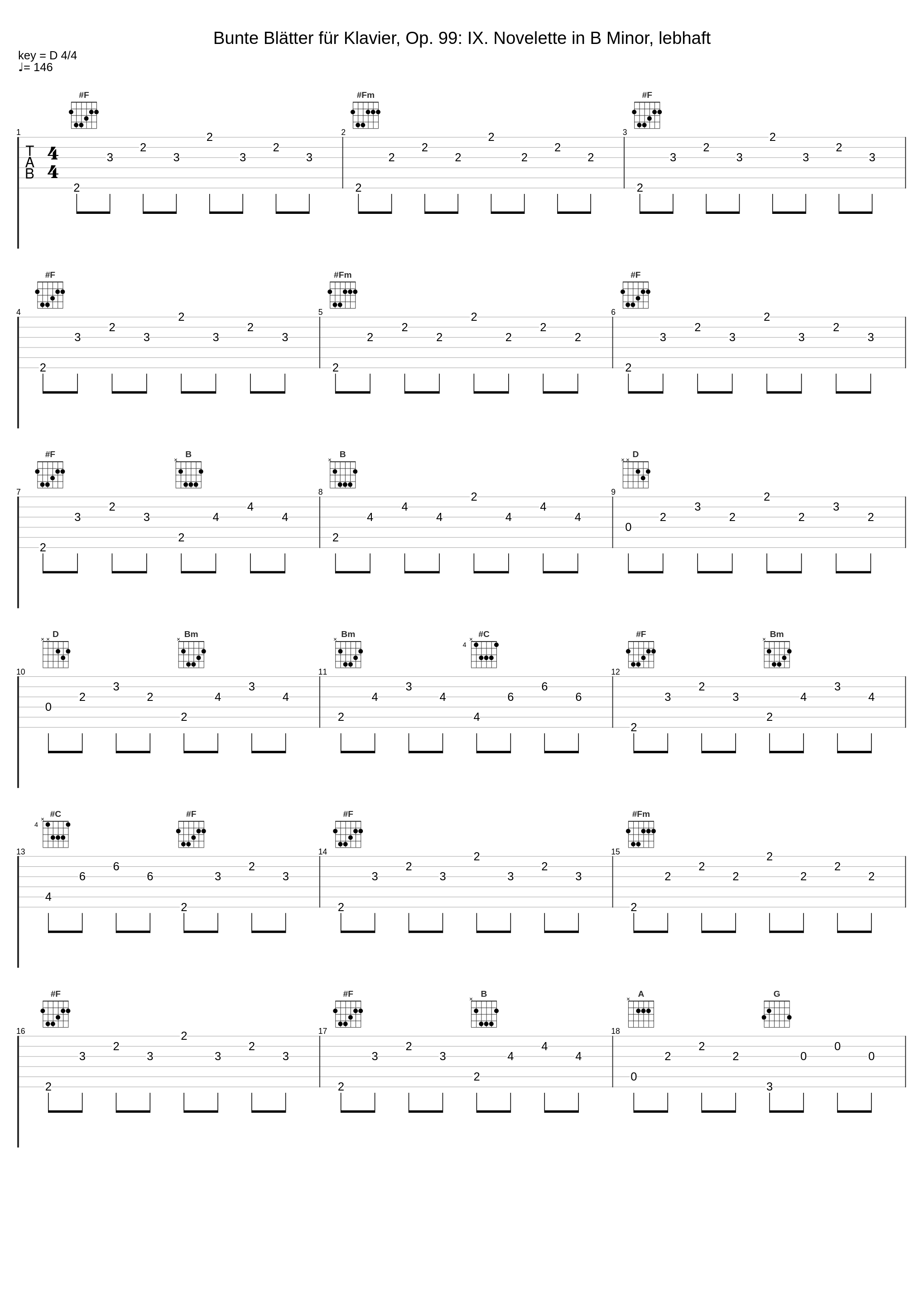 Bunte Blätter für Klavier, Op. 99: IX. Novelette in B Minor, lebhaft_Eric Le Sage,Robert Schumann_1