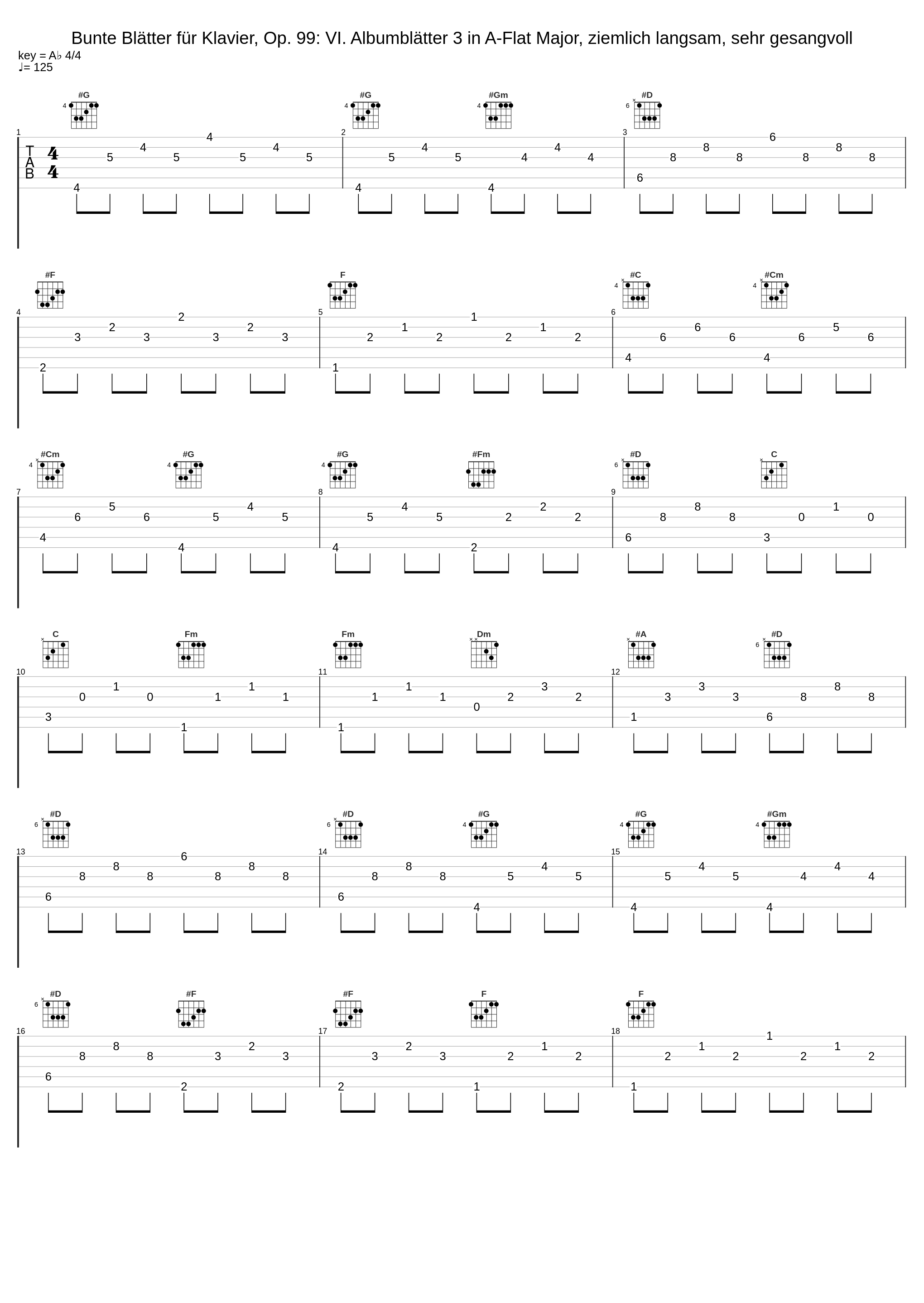 Bunte Blätter für Klavier, Op. 99: VI. Albumblätter 3 in A-Flat Major, ziemlich langsam, sehr gesangvoll_Eric Le Sage,Robert Schumann_1