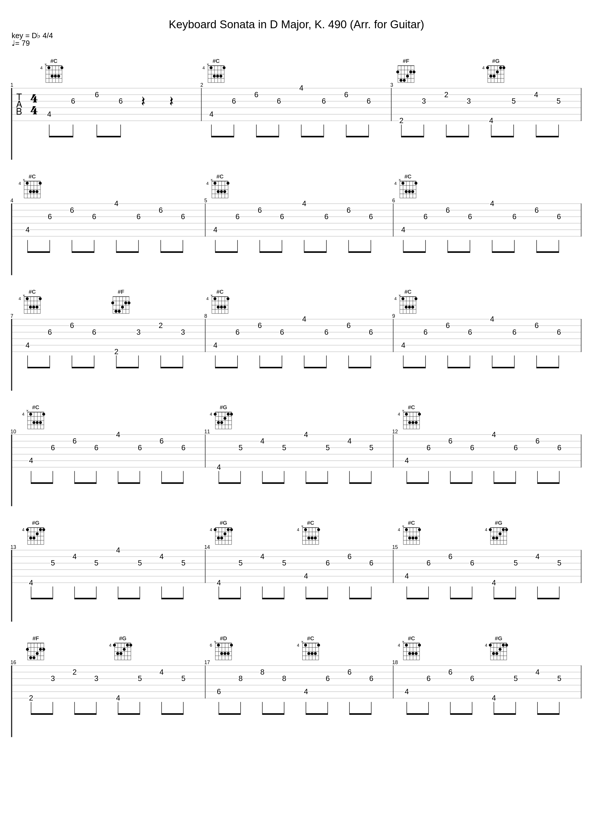 Keyboard Sonata in D Major, K. 490 (Arr. for Guitar)_Luigi Attademo_1