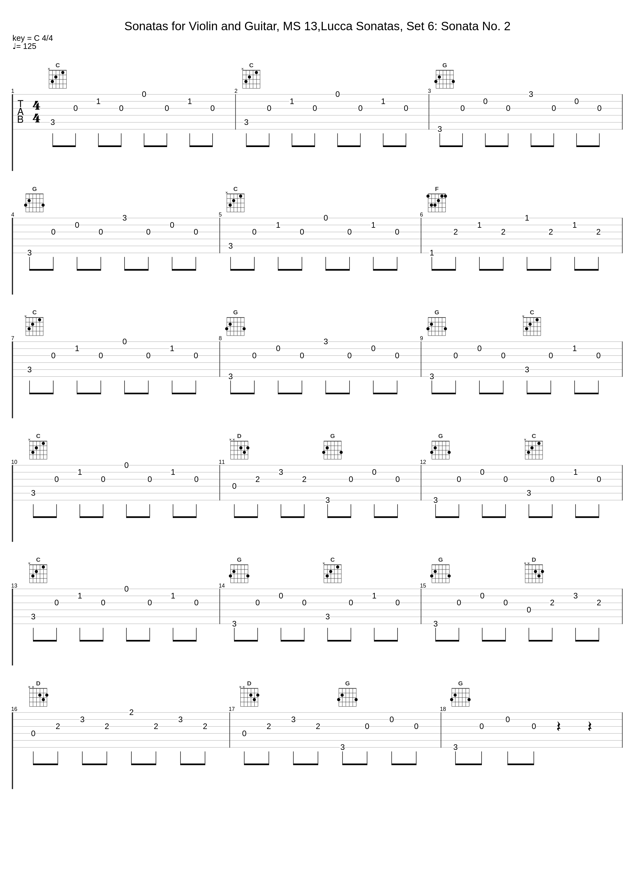 Sonatas for Violin and Guitar, MS 13,Lucca Sonatas, Set 6: Sonata No. 2_Luigi Alberto Bianchi_1