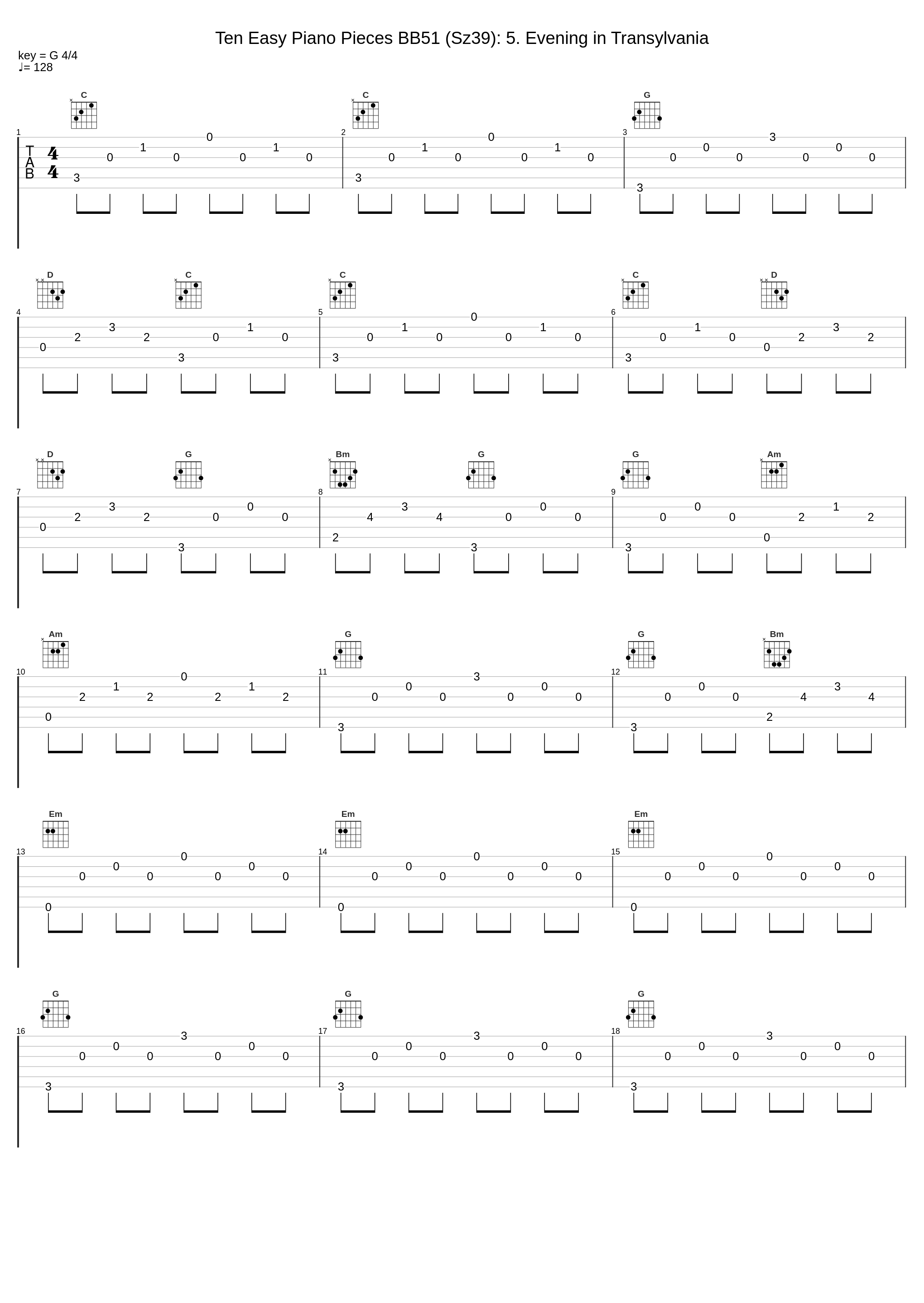 Ten Easy Piano Pieces BB51 (Sz39): 5. Evening in Transylvania_Yuji Takahashi,Béla Bartók_1