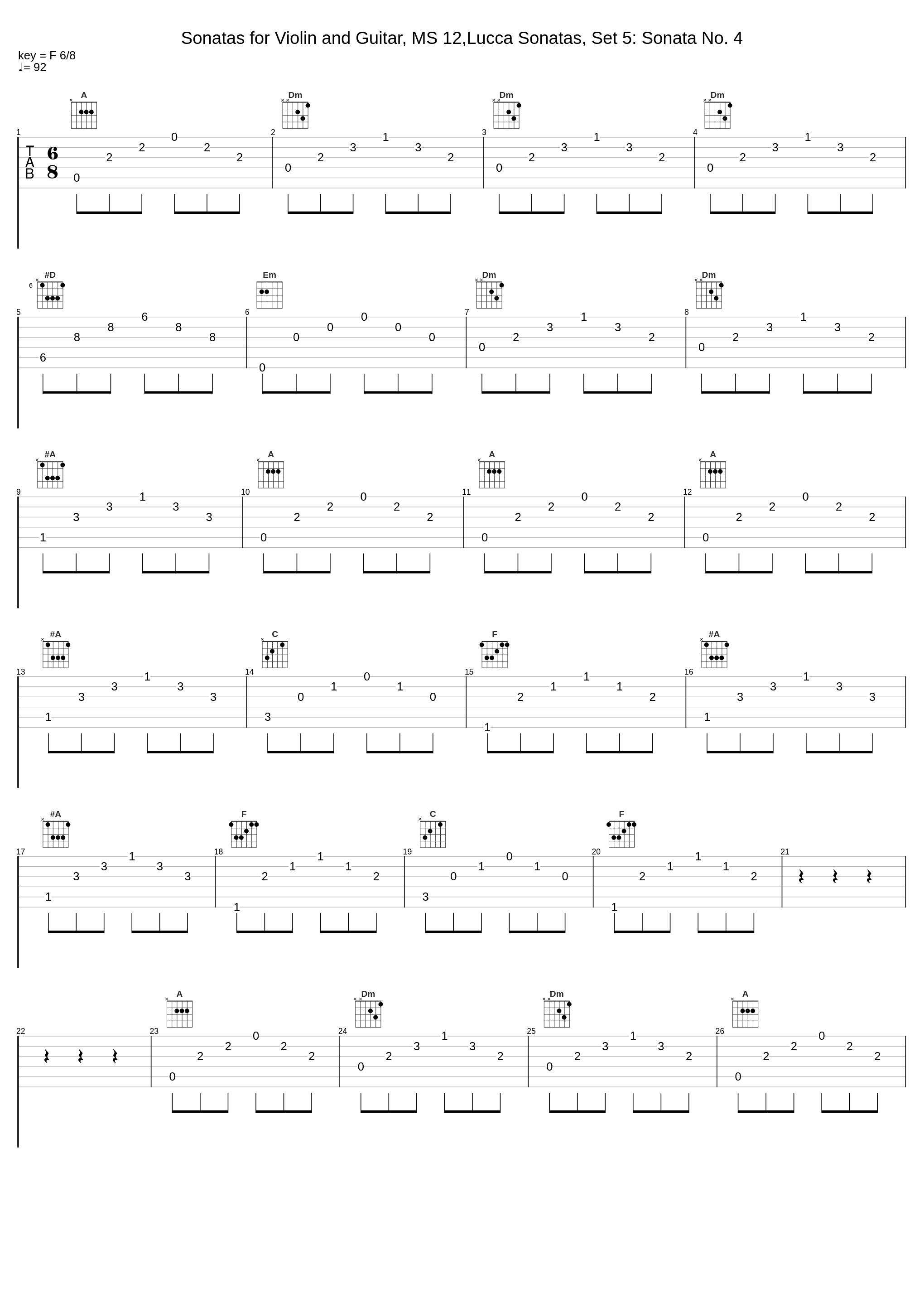 Sonatas for Violin and Guitar, MS 12,Lucca Sonatas, Set 5: Sonata No. 4_Luigi Alberto Bianchi_1