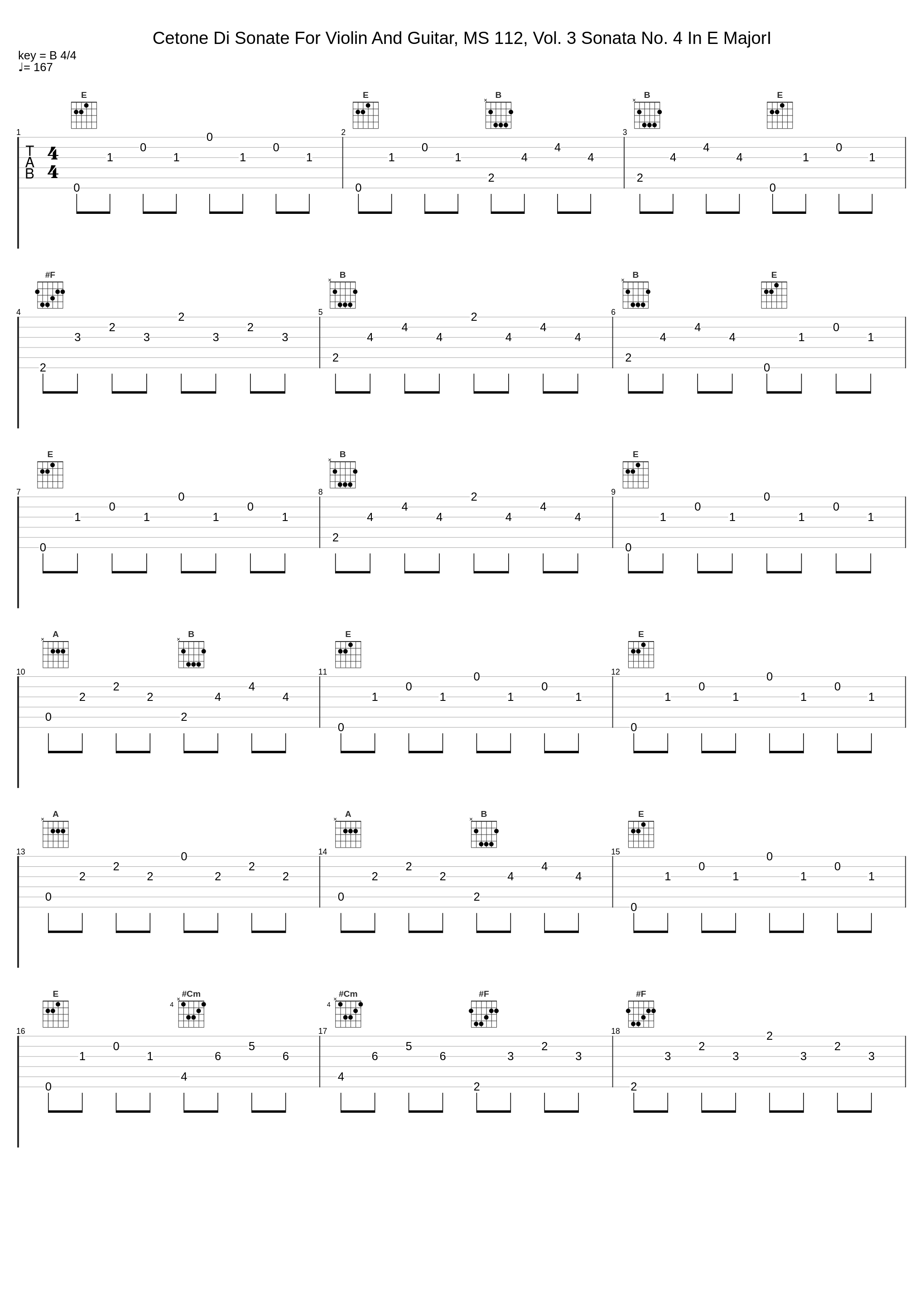 Cetone Di Sonate For Violin And Guitar, MS 112, Vol. 3 Sonata No. 4 In E MajorI_Luigi Alberto Bianchi_1