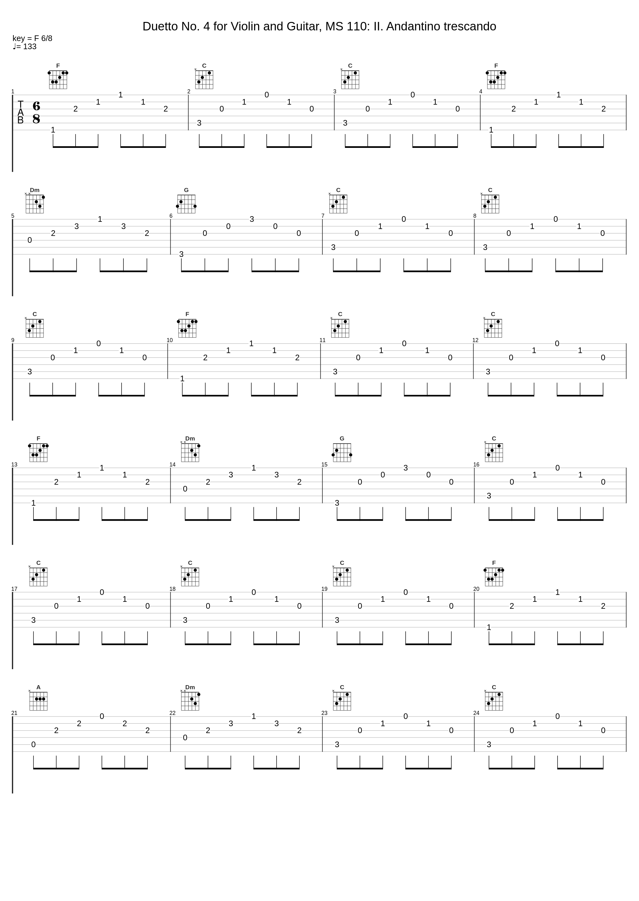 Duetto No. 4 for Violin and Guitar, MS 110: II. Andantino trescando_Luigi Alberto Bianchi_1