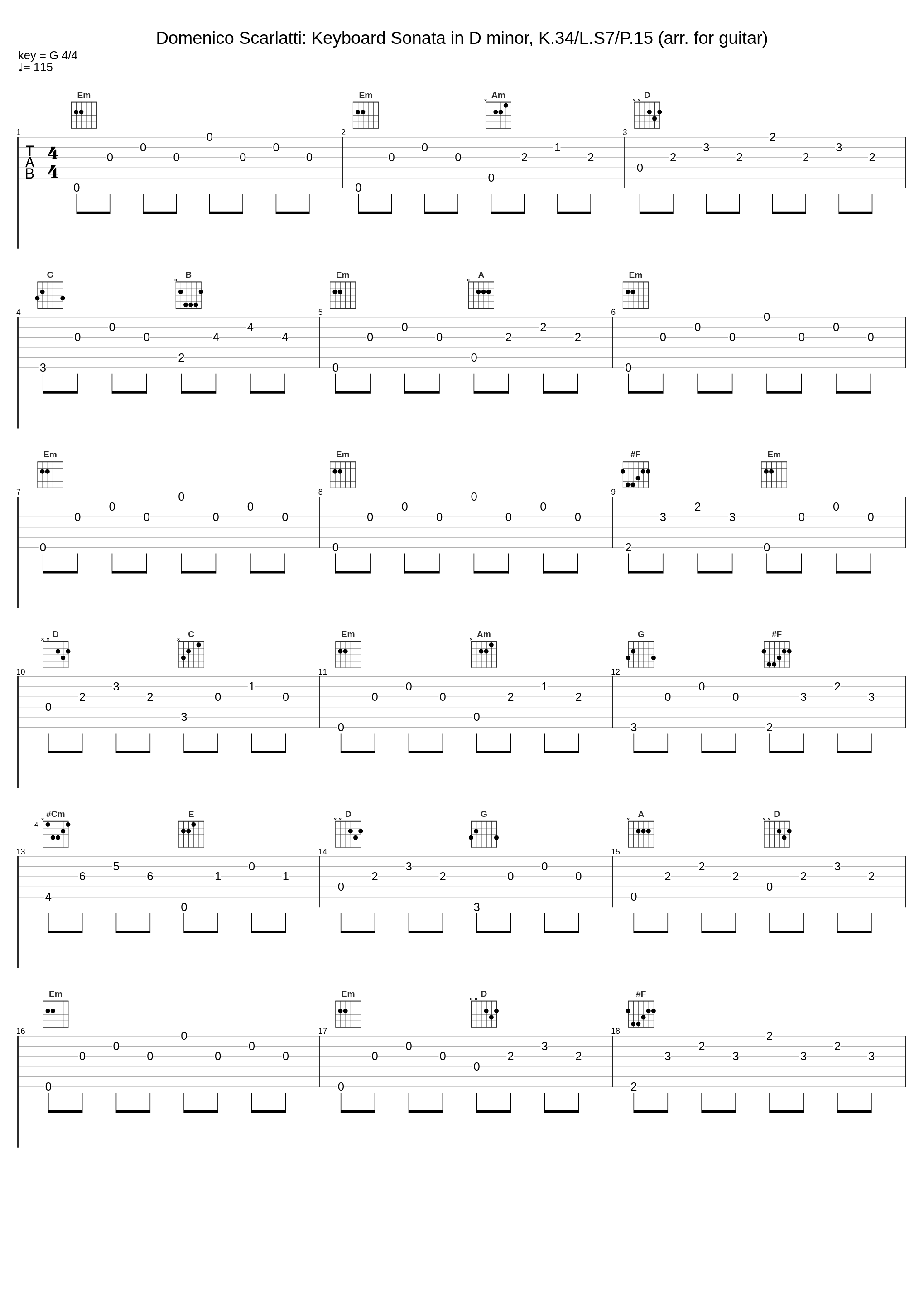 Domenico Scarlatti: Keyboard Sonata in D minor, K.34/L.S7/P.15 (arr. for guitar)_Domenico Scarlatti_1