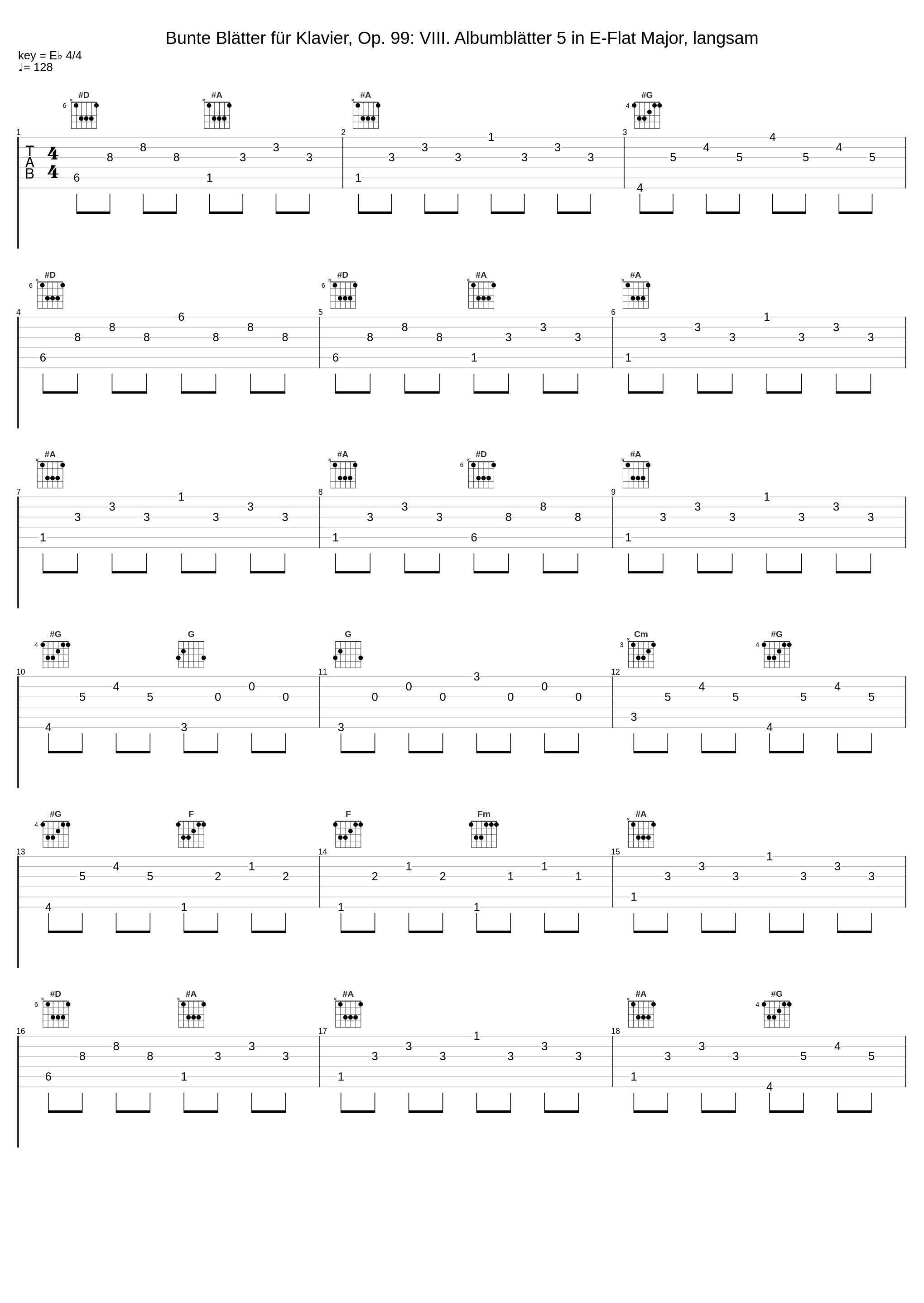 Bunte Blätter für Klavier, Op. 99: VIII. Albumblätter 5 in E-Flat Major, langsam_Eric Le Sage,Robert Schumann_1