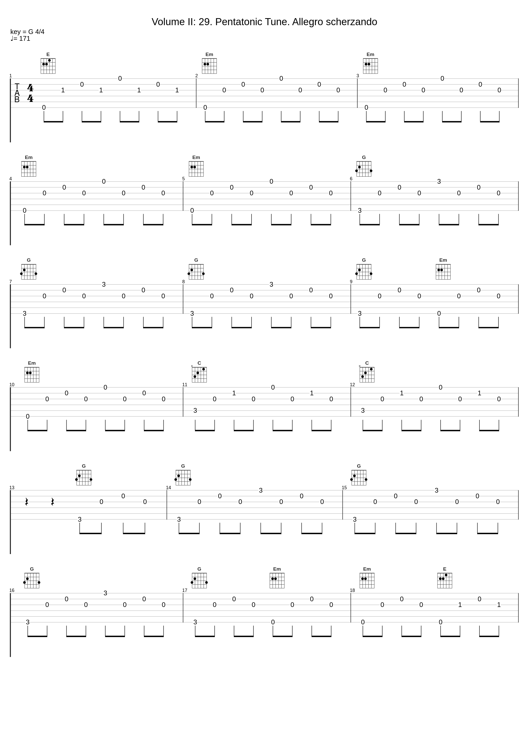 Volume II: 29. Pentatonic Tune. Allegro scherzando_György Sándor,Béla Bartók_1