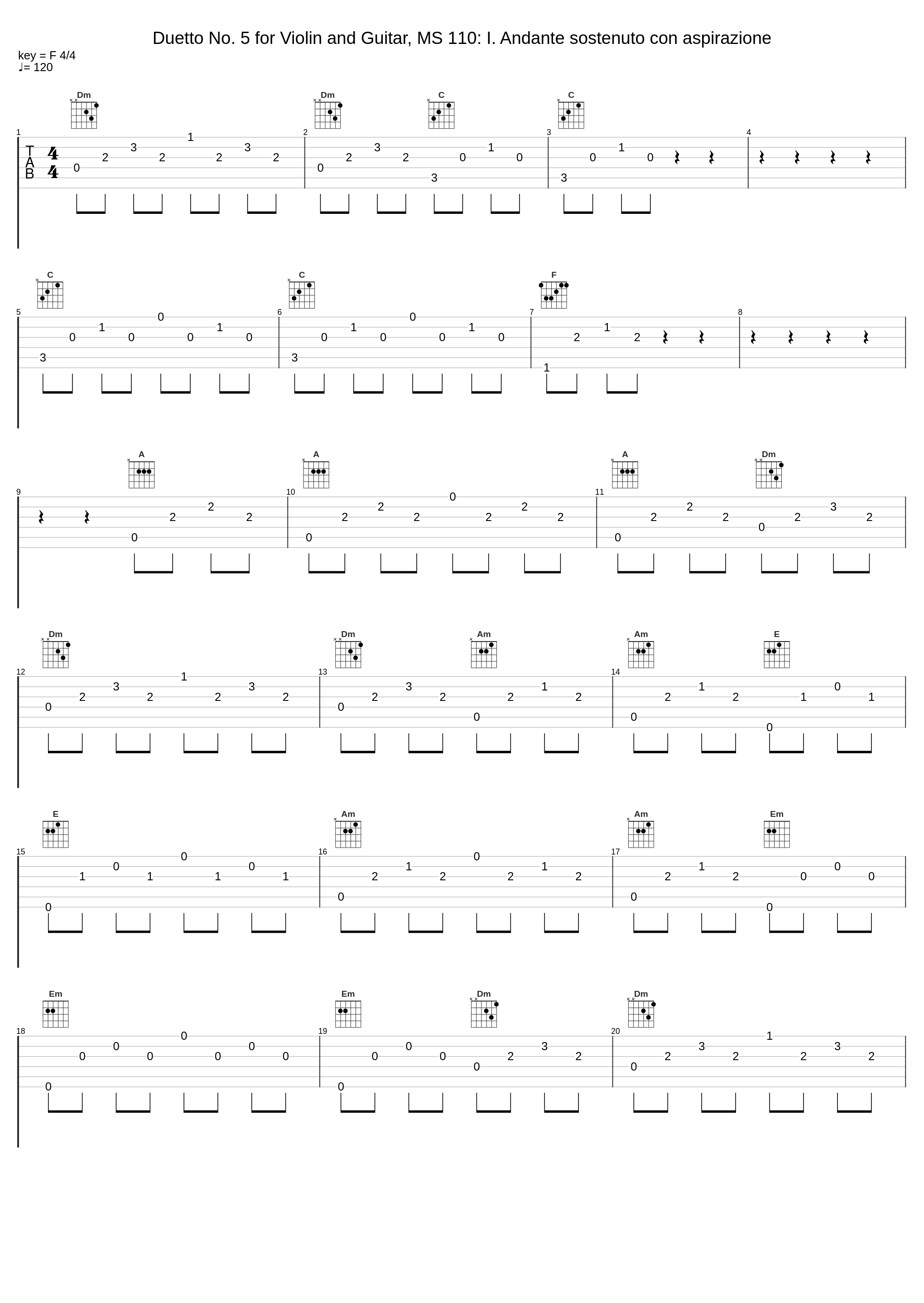 Duetto No. 5 for Violin and Guitar, MS 110: I. Andante sostenuto con aspirazione_Luigi Alberto Bianchi_1