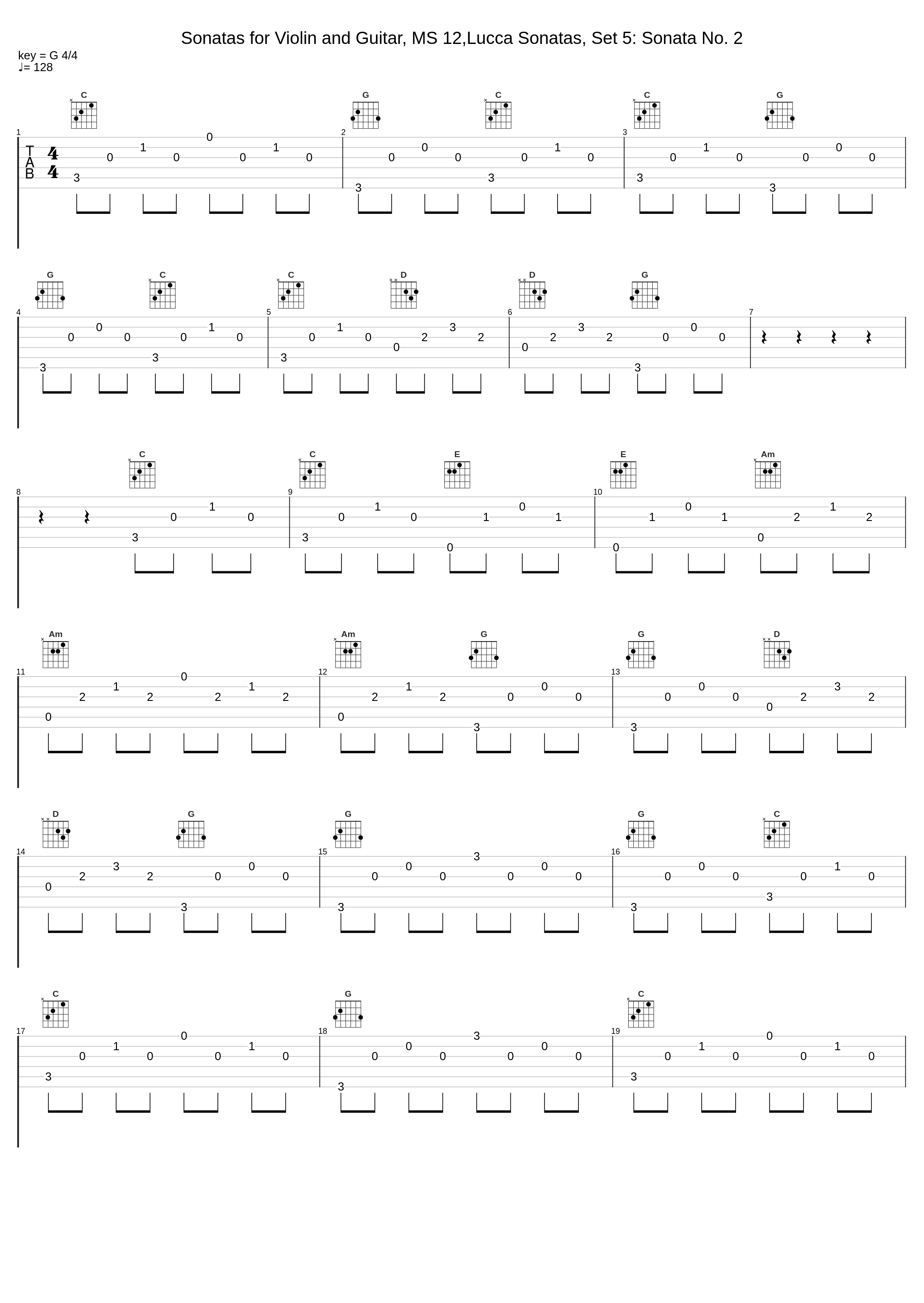 Sonatas for Violin and Guitar, MS 12,Lucca Sonatas, Set 5: Sonata No. 2_Luigi Alberto Bianchi_1