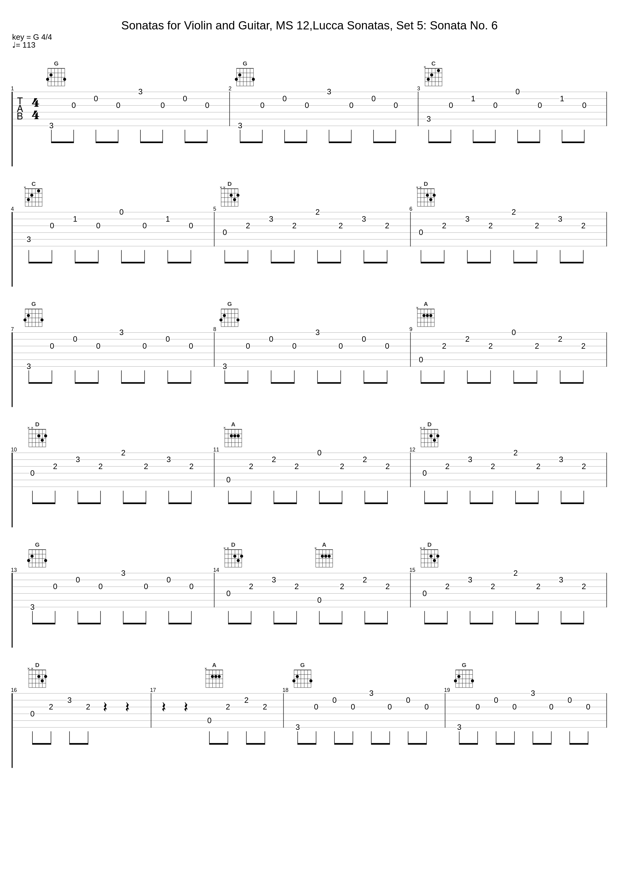 Sonatas for Violin and Guitar, MS 12,Lucca Sonatas, Set 5: Sonata No. 6_Luigi Alberto Bianchi_1