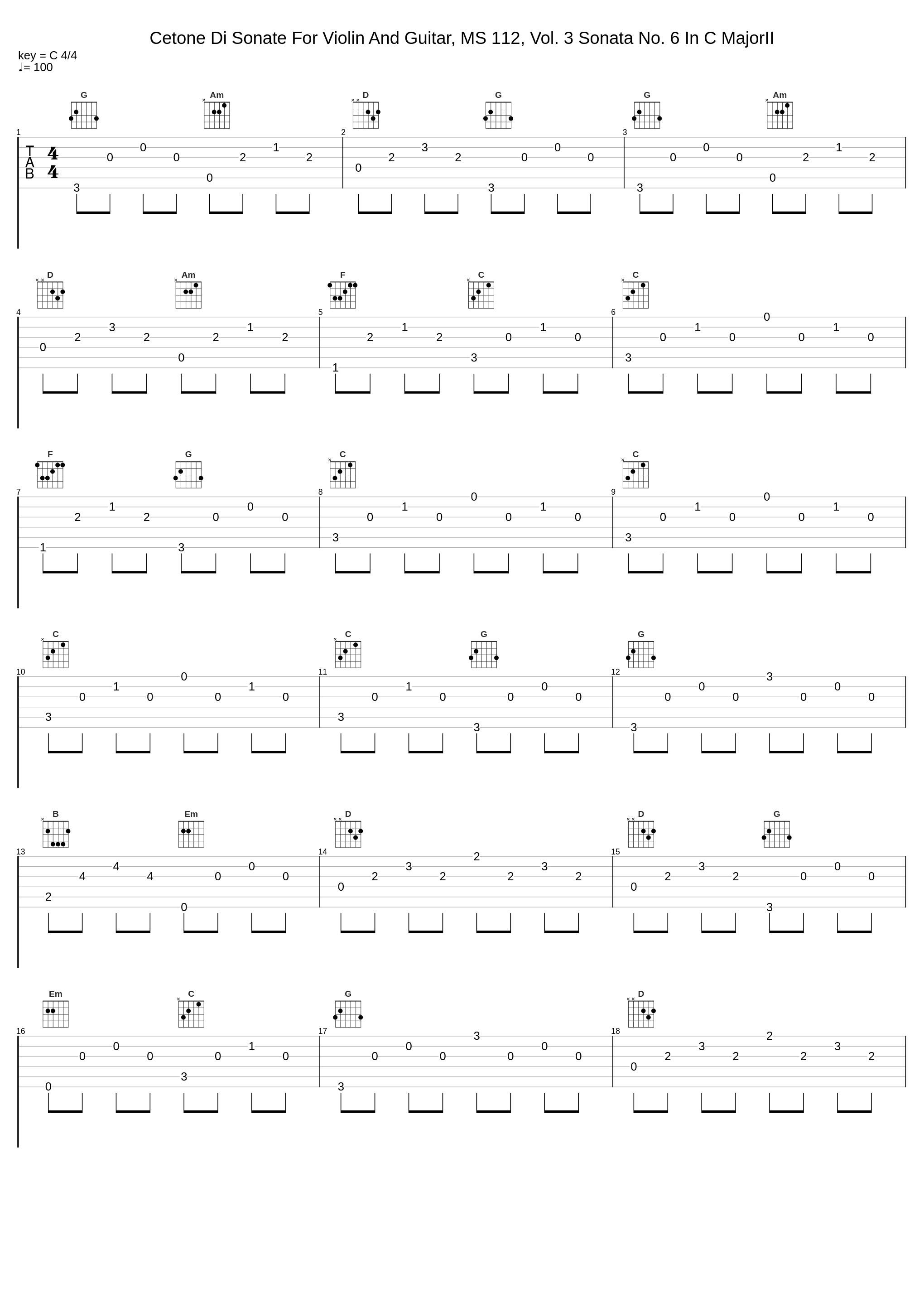 Cetone Di Sonate For Violin And Guitar, MS 112, Vol. 3 Sonata No. 6 In C MajorII_Luigi Alberto Bianchi_1