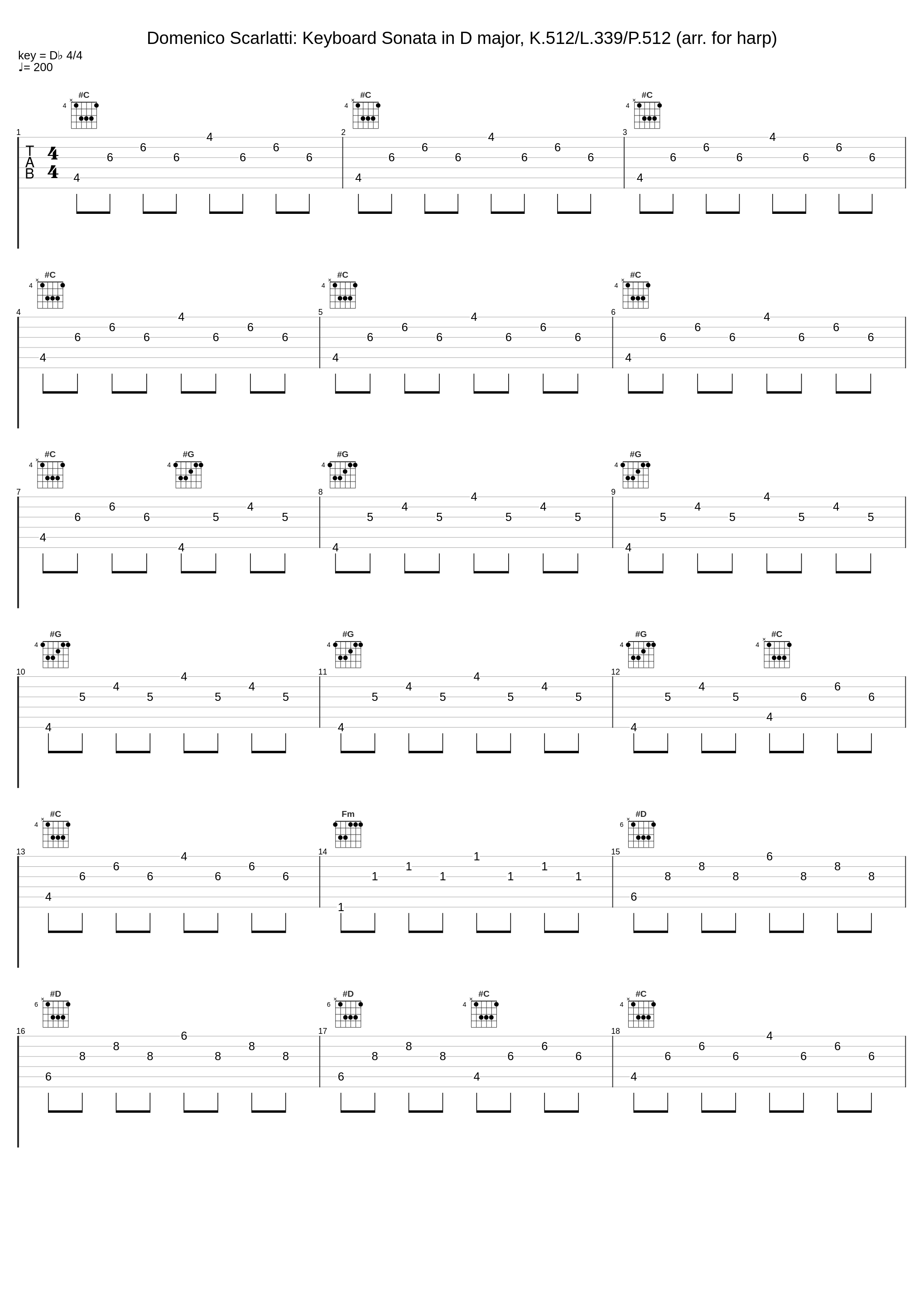 Domenico Scarlatti: Keyboard Sonata in D major, K.512/L.339/P.512 (arr. for harp)_Domenico Scarlatti_1