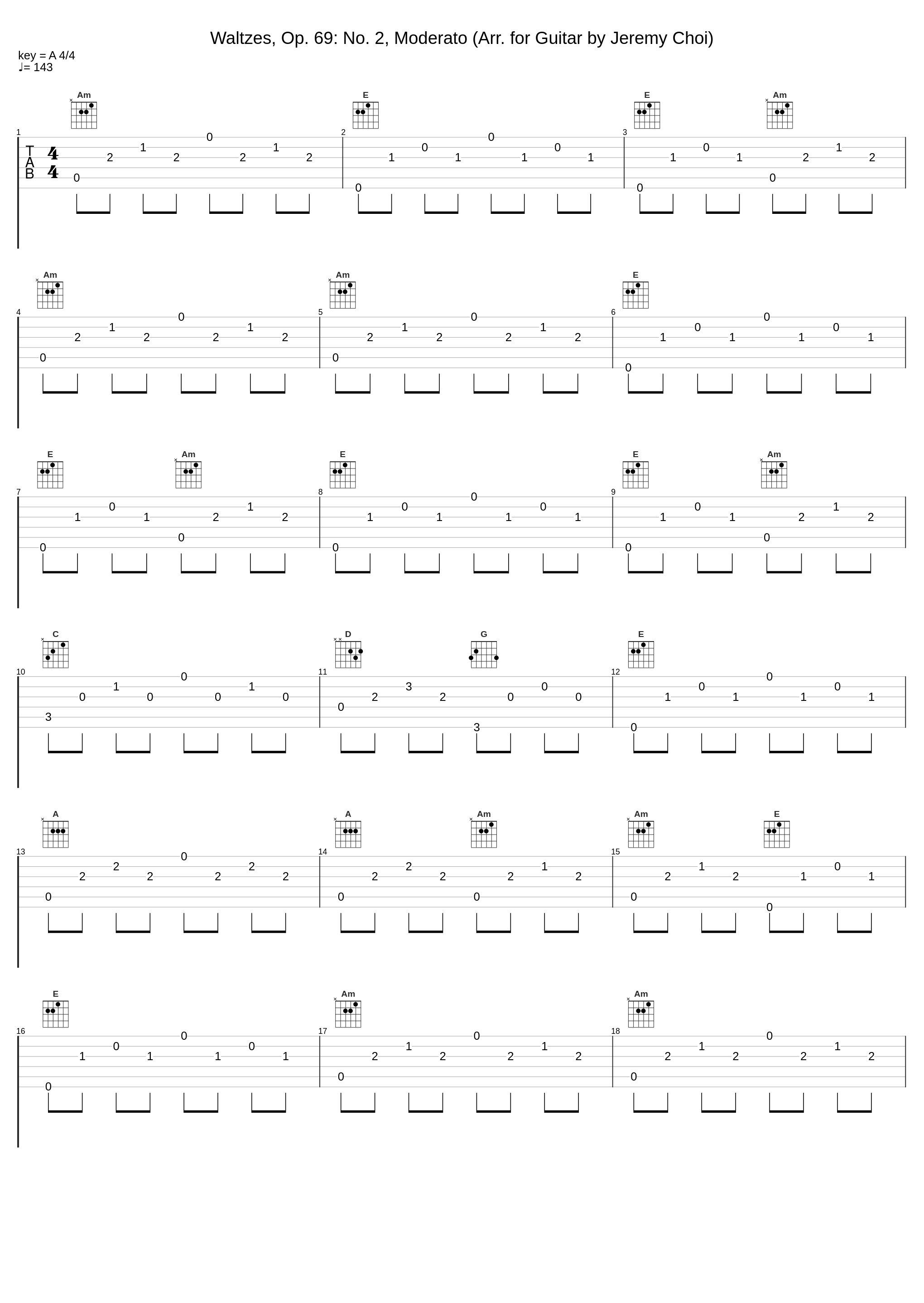 Waltzes, Op. 69: No. 2, Moderato (Arr. for Guitar by Jeremy Choi)_Jeremy Choi_1