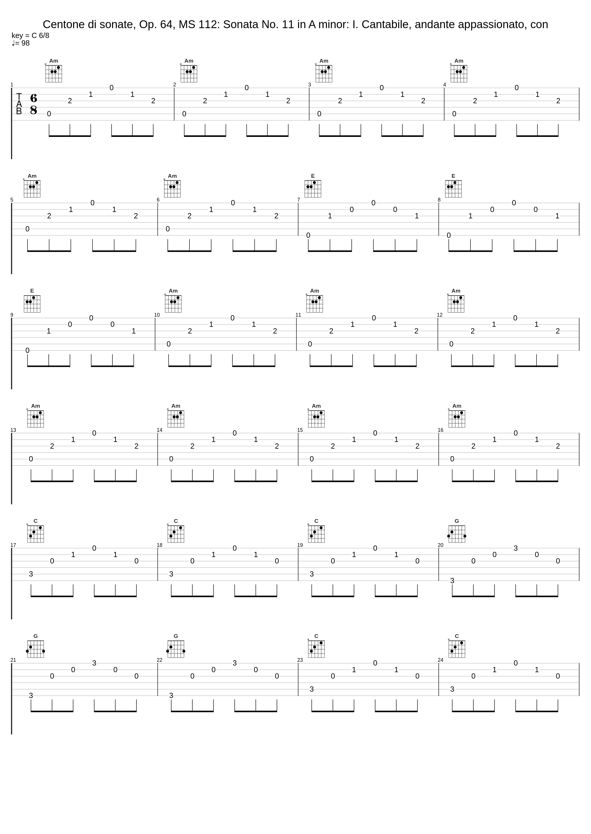 Centone di sonate, Op. 64, MS 112: Sonata No. 11 in A minor: I. Cantabile, andante appassionato, con_Luigi Alberto Bianchi_1