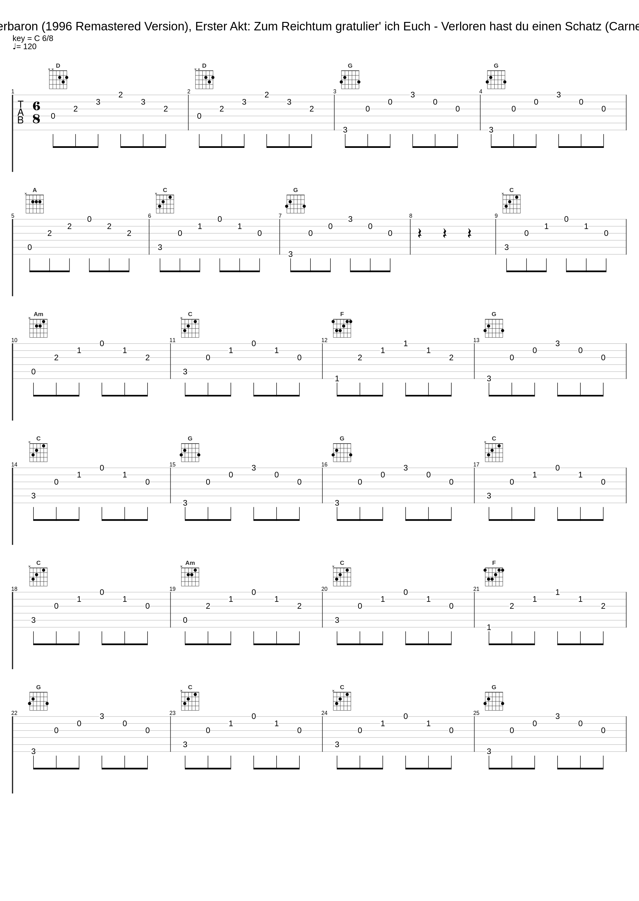 Der Zigeunerbaron (1996 Remastered Version), Erster Akt: Zum Reichtum gratulier' ich Euch - Verloren hast du einen Schatz (Carnero - Czipra)_Nicolai Gedda,Grace Bumbry,Hermann Prey,Rita Streich,Kurt Böhme,Franz Allers,Orchester der Bayerischen Staatsoper München,Gisela Litz,Biserka Cvejic,Wolfgang Anheisser,Chor der Bayerischen Staatsoper München,Willi Brokmeier_1