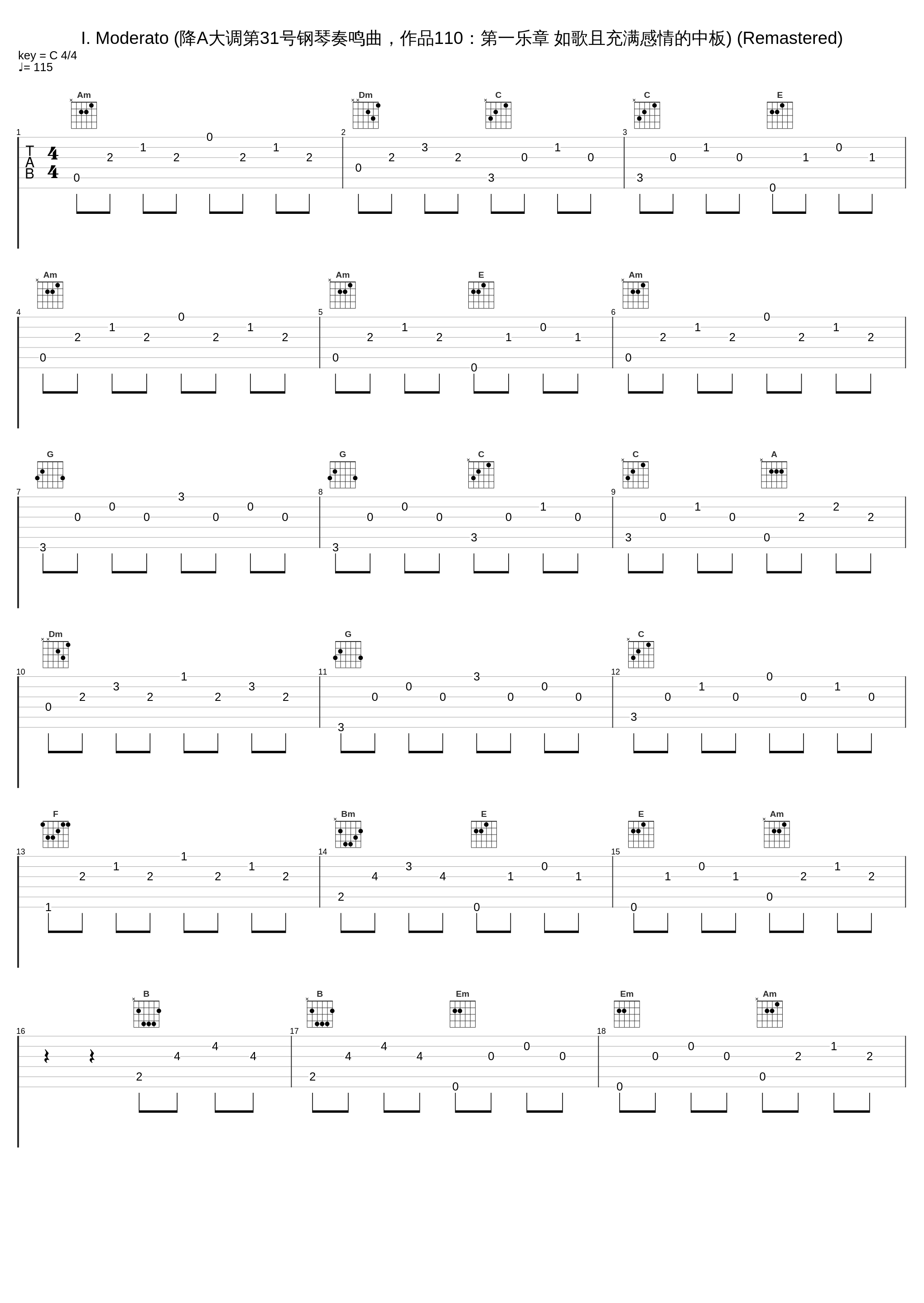 I. Moderato (降A大调第31号钢琴奏鸣曲，作品110：第一乐章 如歌且充满感情的中板) (Remastered)_Glenn Gould,Carl Philipp Emanuel Bach_1