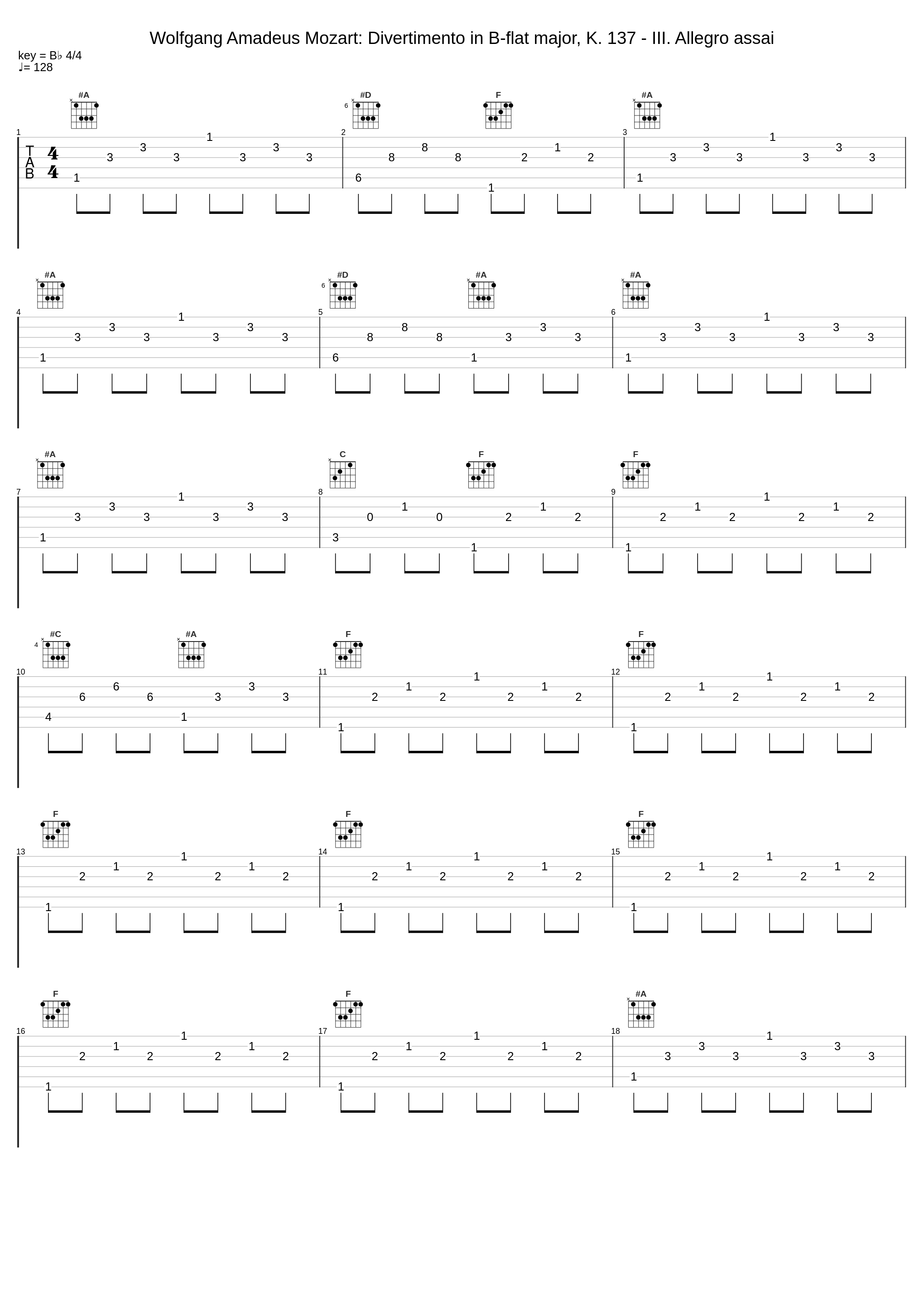 Wolfgang Amadeus Mozart: Divertimento in B-flat major, K. 137 - III. Allegro assai_Wolfgang Amadeus Mozart_1