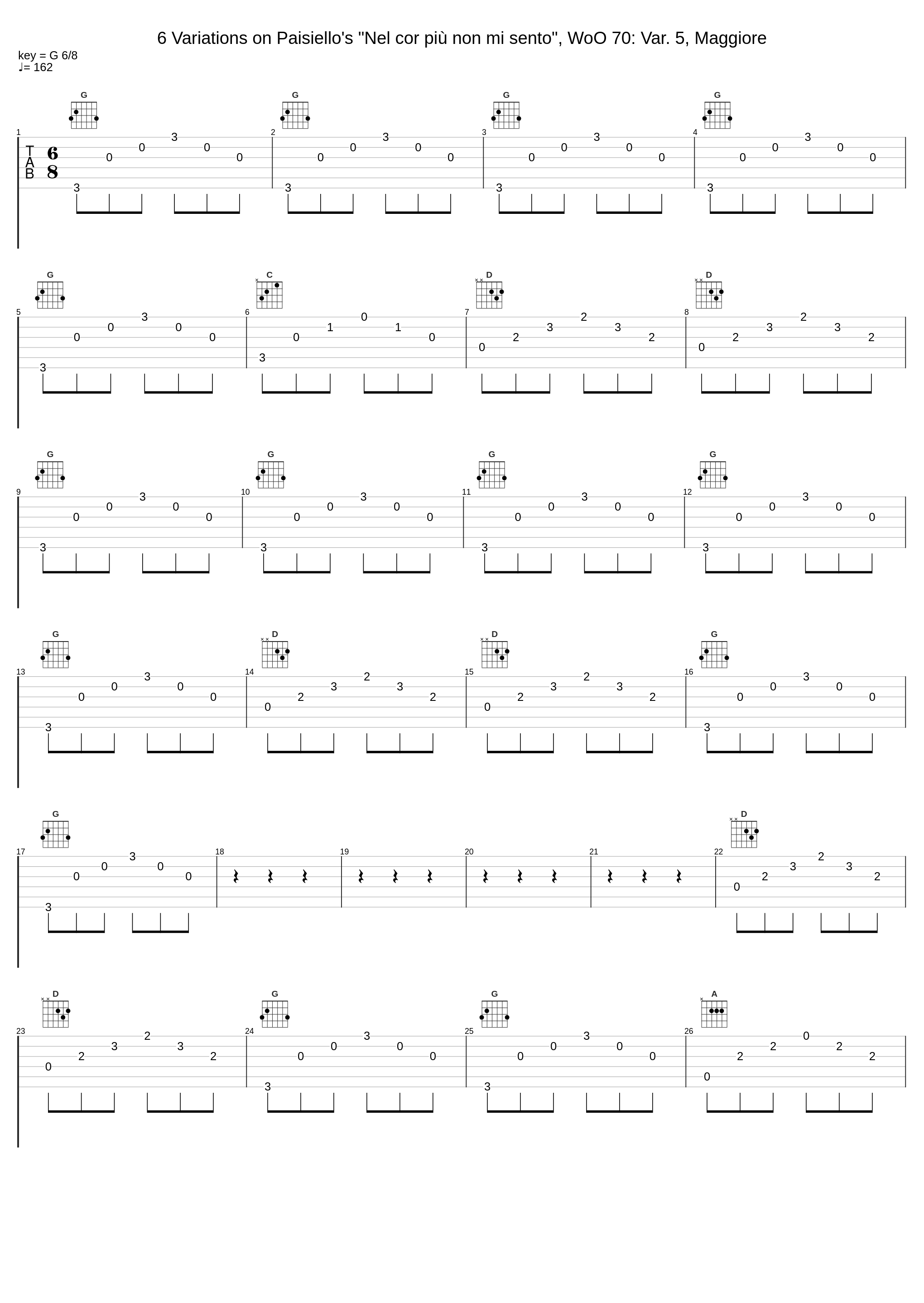 6 Variations on Paisiello's "Nel cor più non mi sento", WoO 70: Var. 5, Maggiore_Giuseppe Bruno_1