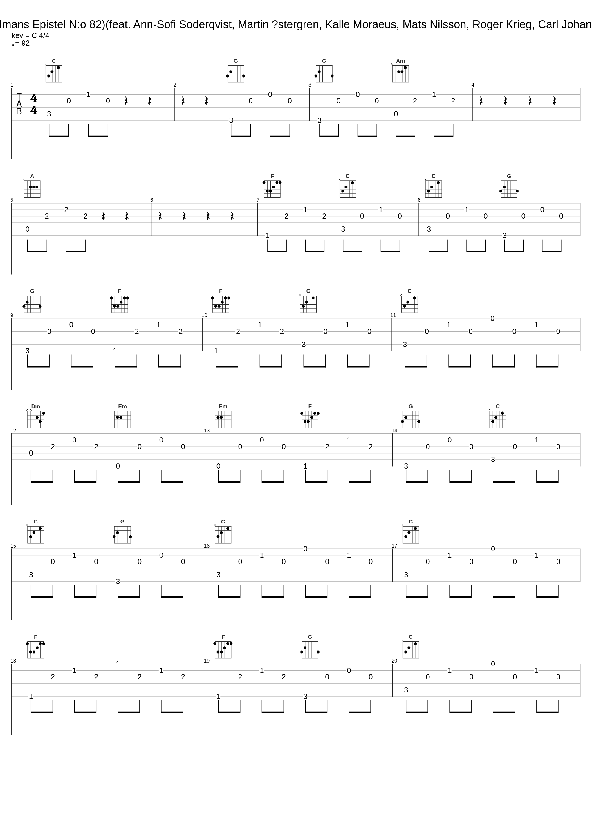 Vila vid denna källa(Fredmans Epistel N:o 82)(feat. Ann-Sofi Soderqvist, Martin Östergren, Kalle Moraeus, Mats Nilsson, Roger Krieg, Carl Johan Westfelt & Ola Norman)_Peter Ekberg Pelz,Carl Michael Bellman,Ann-Sofi Söderqvist,Martin Ostergren,Kalle Moraeus,Mats Nilsson,Roger Krieg,Carl Johan Westfelt,Ola Norman_1