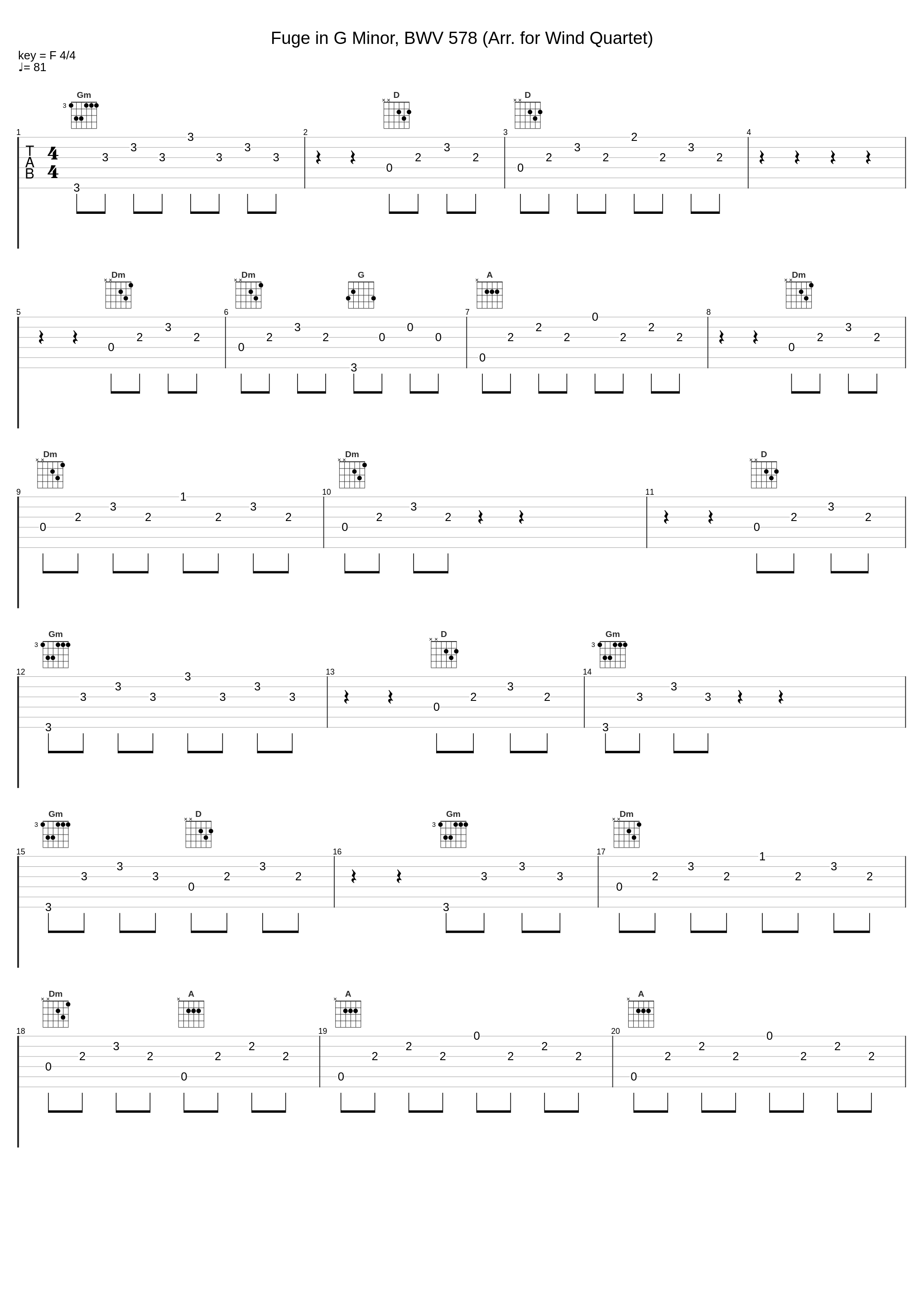 Fuge in G Minor, BWV 578 (Arr. for Wind Quartet)_Opus 4_1