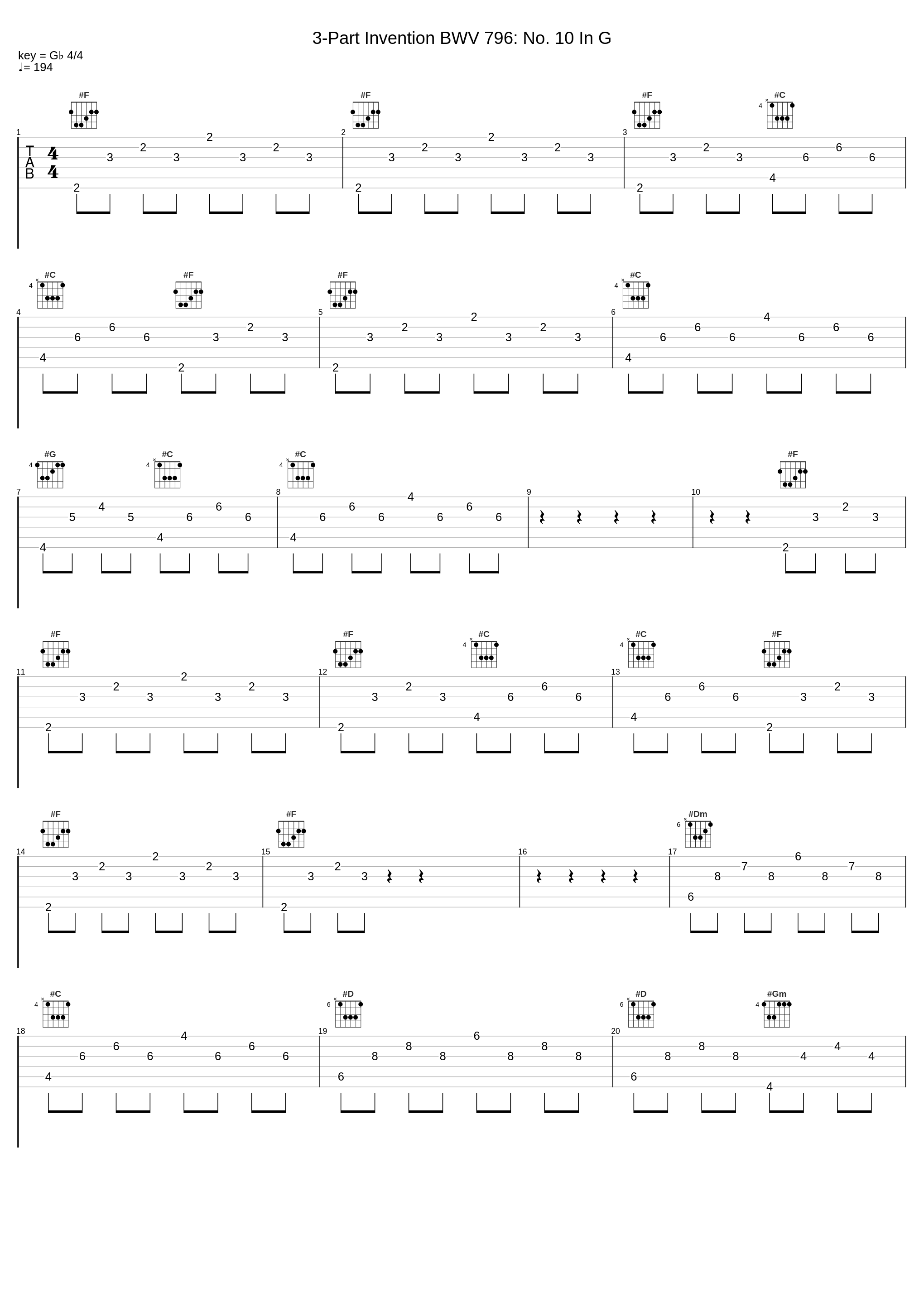 3-Part Invention BWV 796: No. 10 In G_Christianne Jaccottet,Johann Sebastian Bach_1