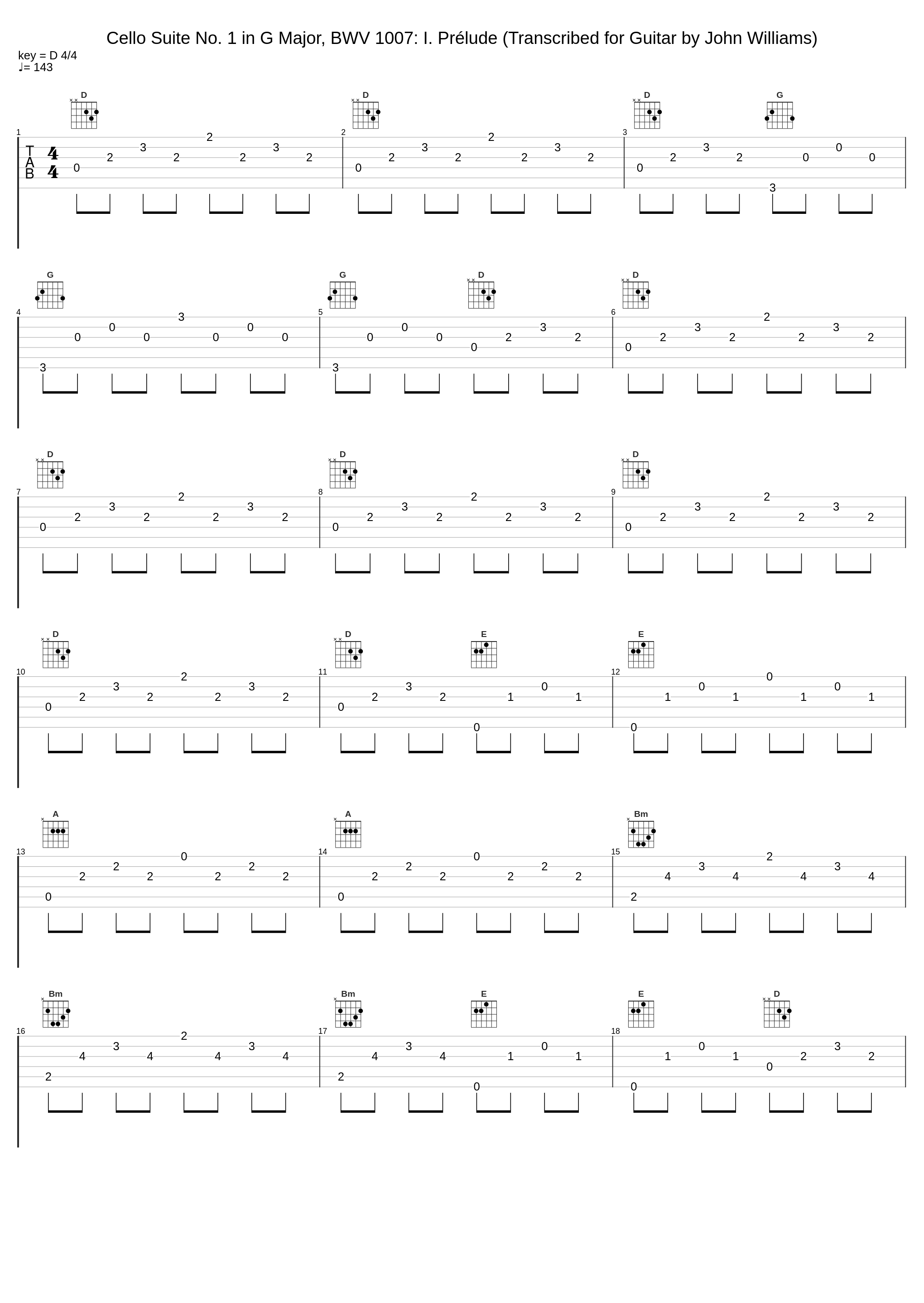 Cello Suite No. 1 in G Major, BWV 1007: I. Prélude (Transcribed for Guitar by John Williams)_John Williams,Johann Sebastian Bach_1