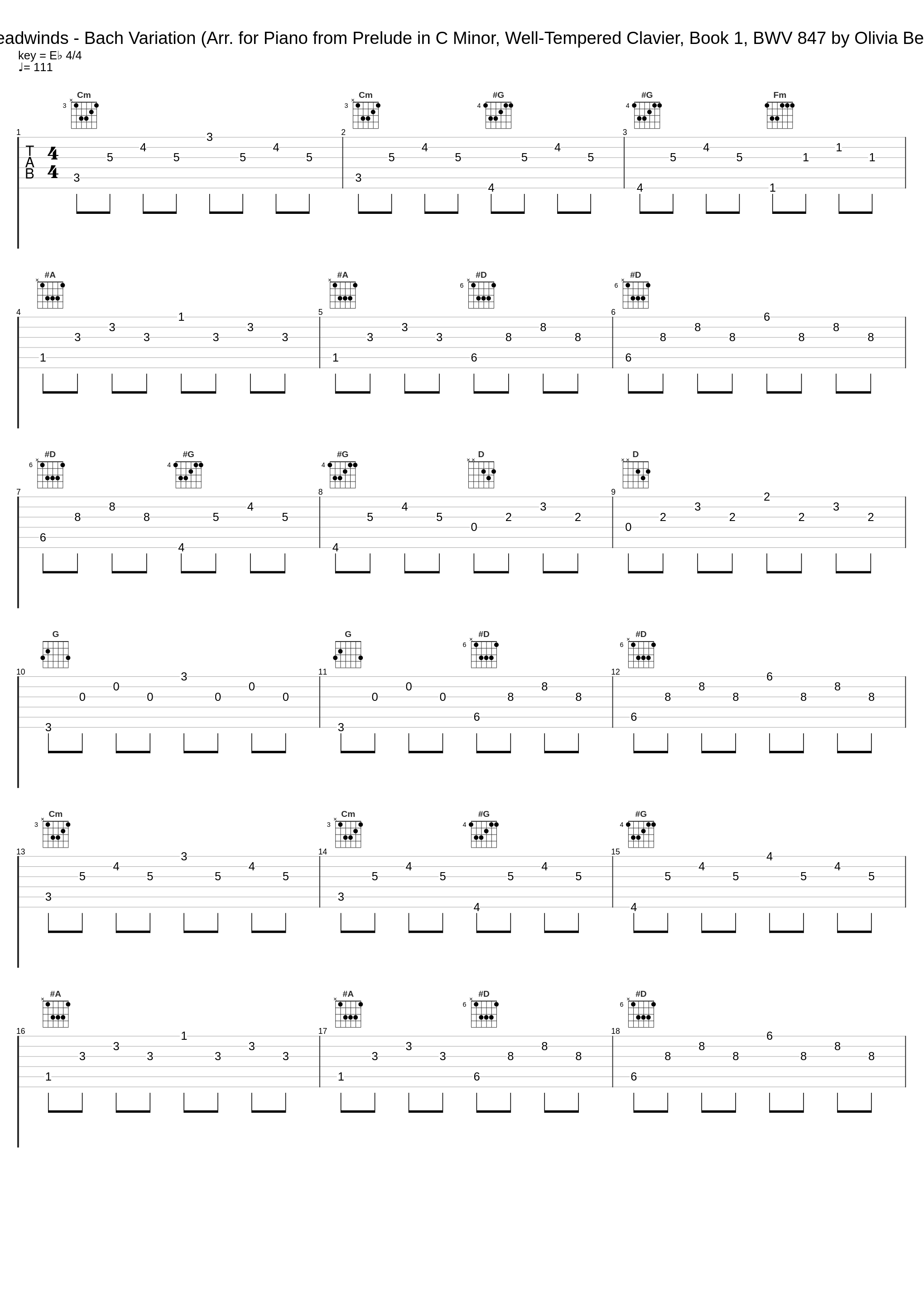 Headwinds - Bach Variation (Arr. for Piano from Prelude in C Minor, Well-Tempered Clavier, Book 1, BWV 847 by Olivia Belli)_Olivia Belli,Johann Sebastian Bach_1