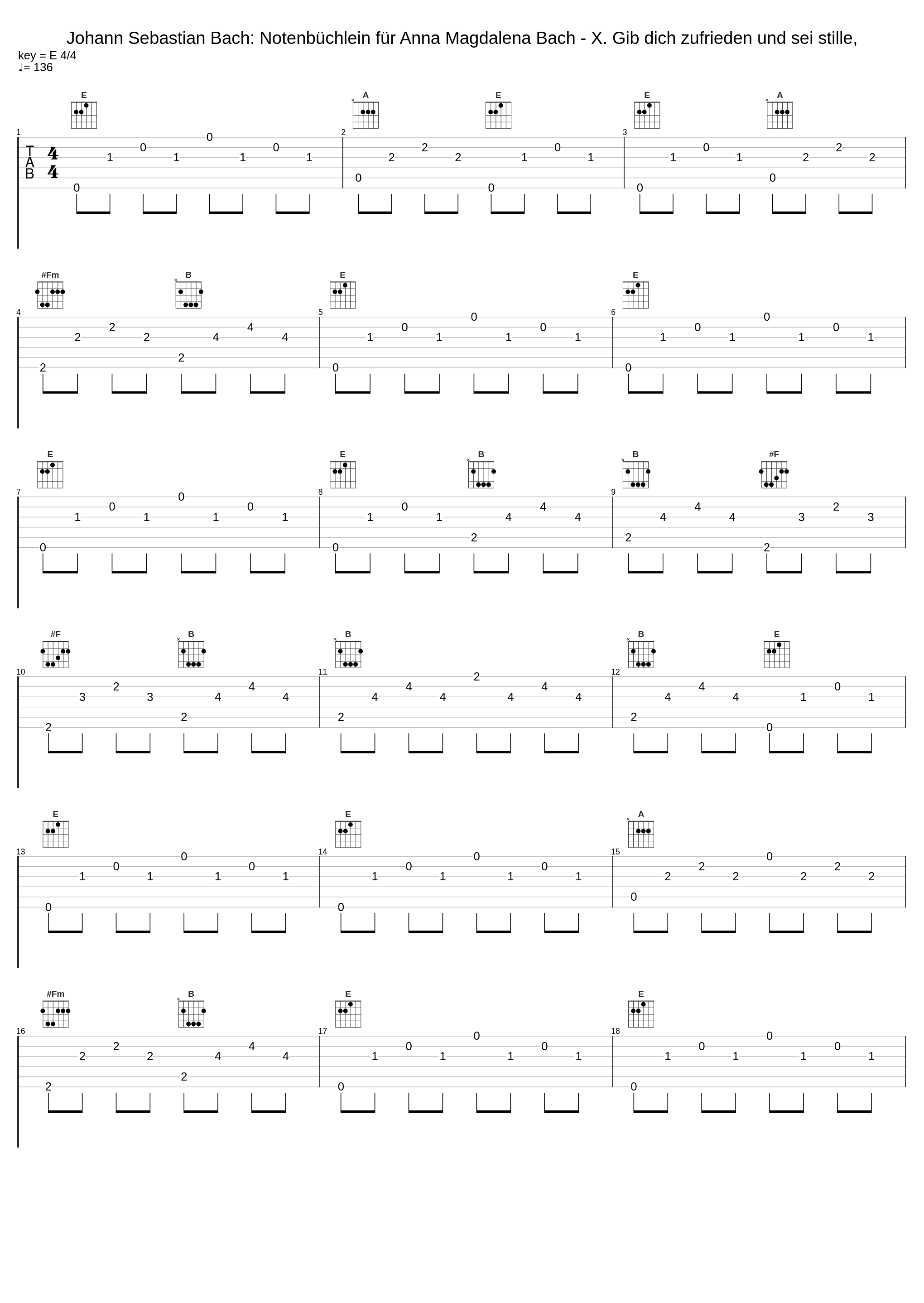 Johann Sebastian Bach: Notenbüchlein für Anna Magdalena Bach - X. Gib dich zufrieden und sei stille,_Johann Sebastian Bach_1