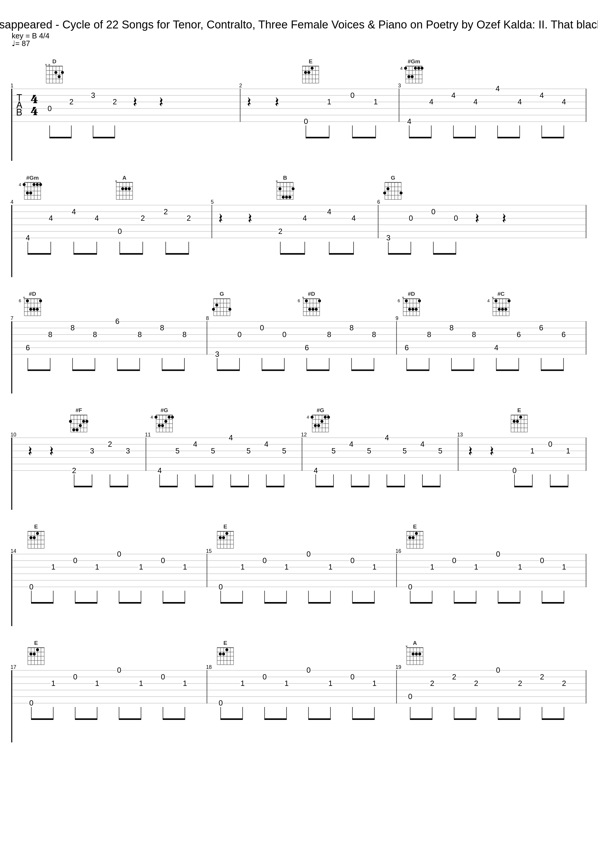 The Diary of One Who Disappeared - Cycle of 22 Songs for Tenor, Contralto, Three Female Voices & Piano on Poetry by Ozef Kalda: II. That black-eyed Gypsy - Con Moto_Josef Palenicek_1