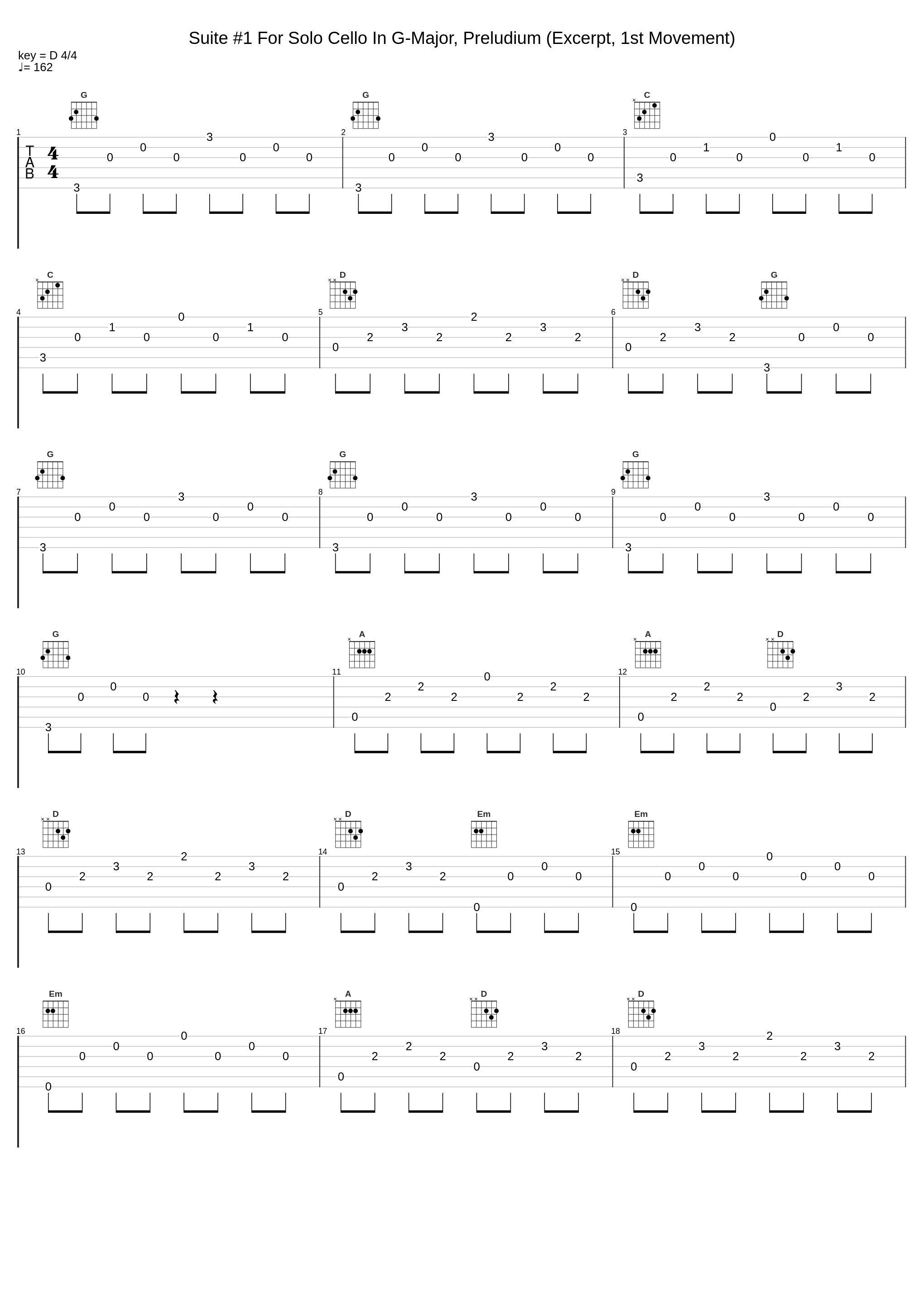 Suite #1 For Solo Cello In G-Major, Preludium (Excerpt, 1st Movement)_Johann Sebastian Bach_1