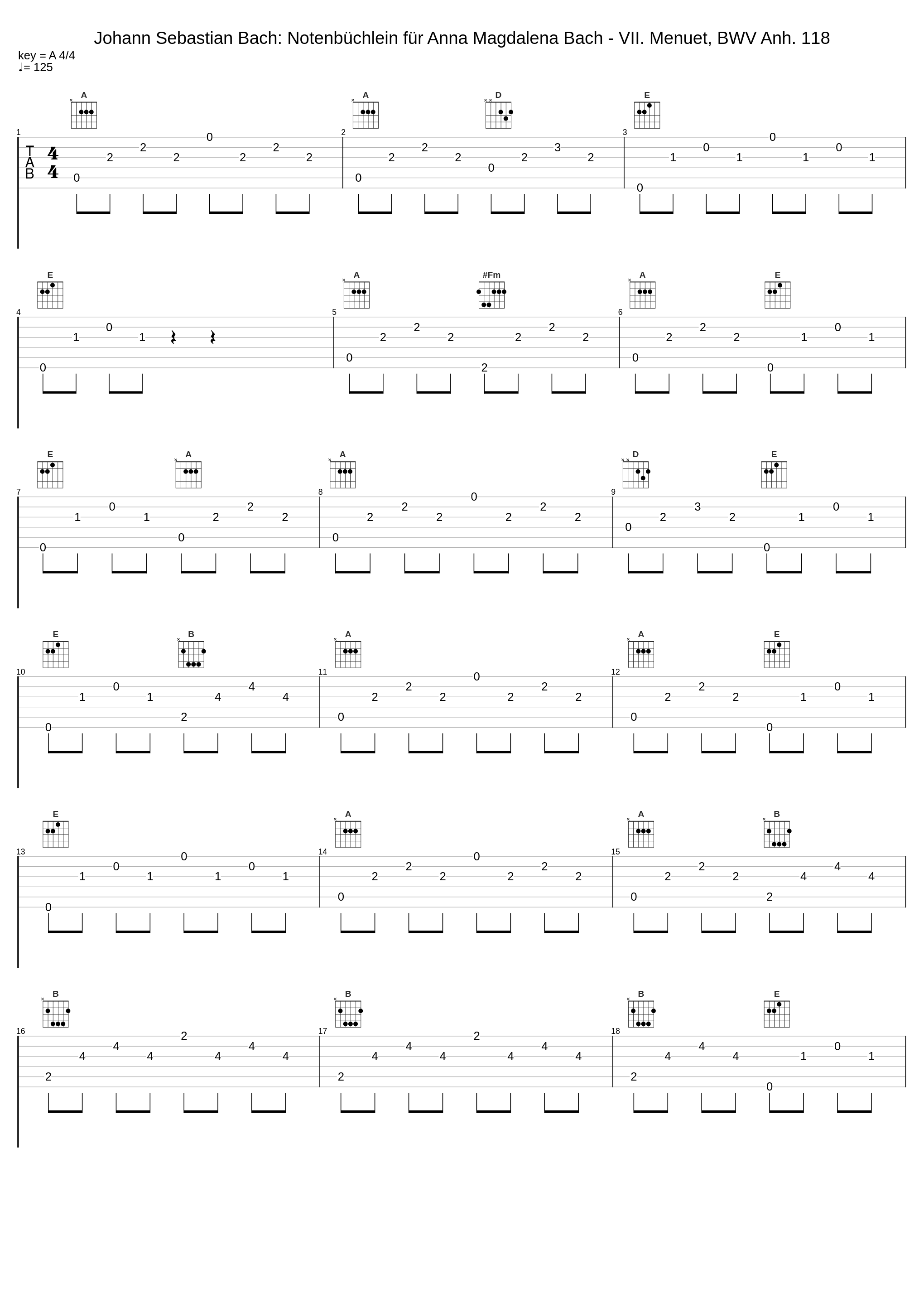 Johann Sebastian Bach: Notenbüchlein für Anna Magdalena Bach - VII. Menuet, BWV Anh. 118_Johann Sebastian Bach_1