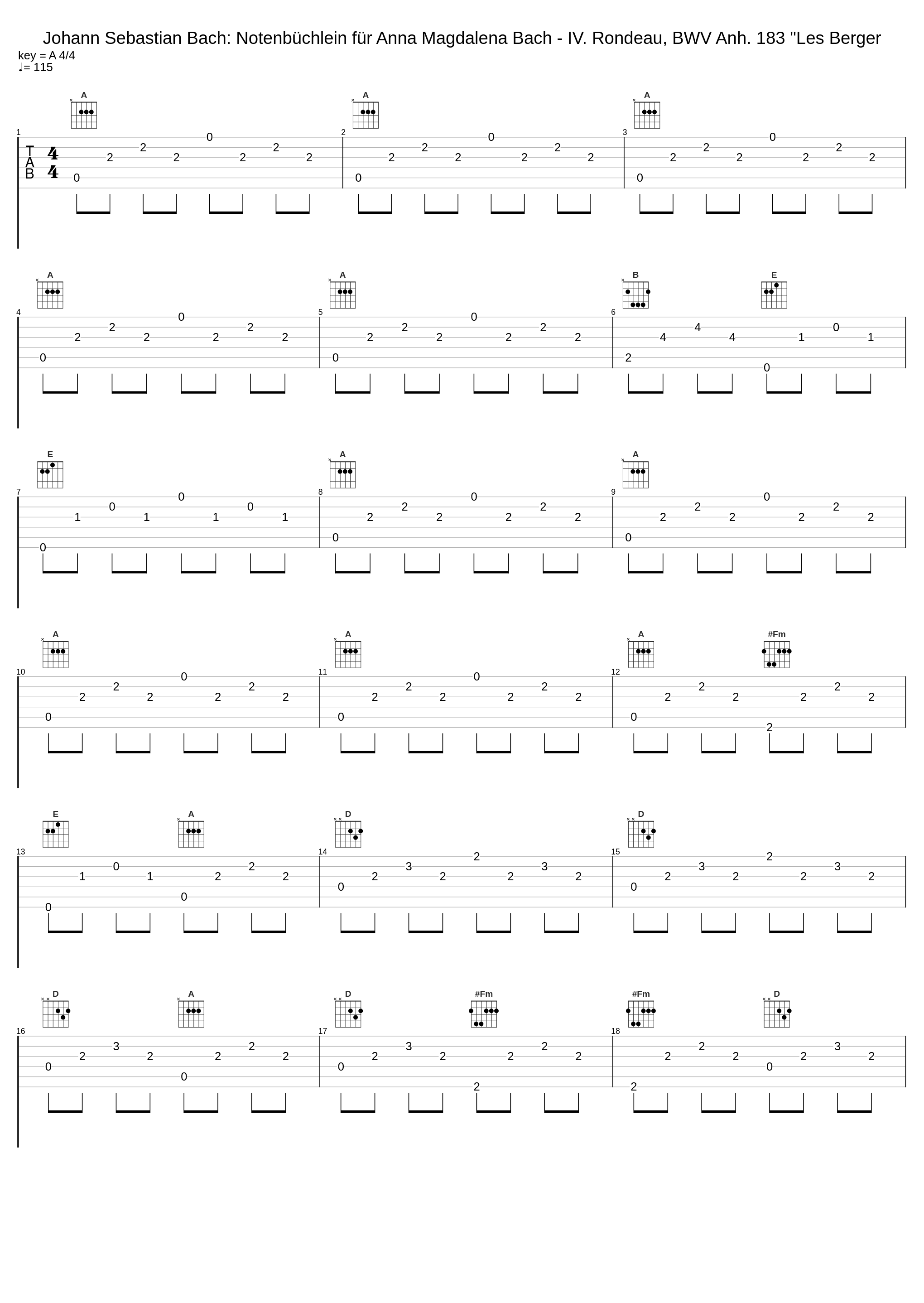 Johann Sebastian Bach: Notenbüchlein für Anna Magdalena Bach - IV. Rondeau, BWV Anh. 183 "Les Berger_Johann Sebastian Bach_1