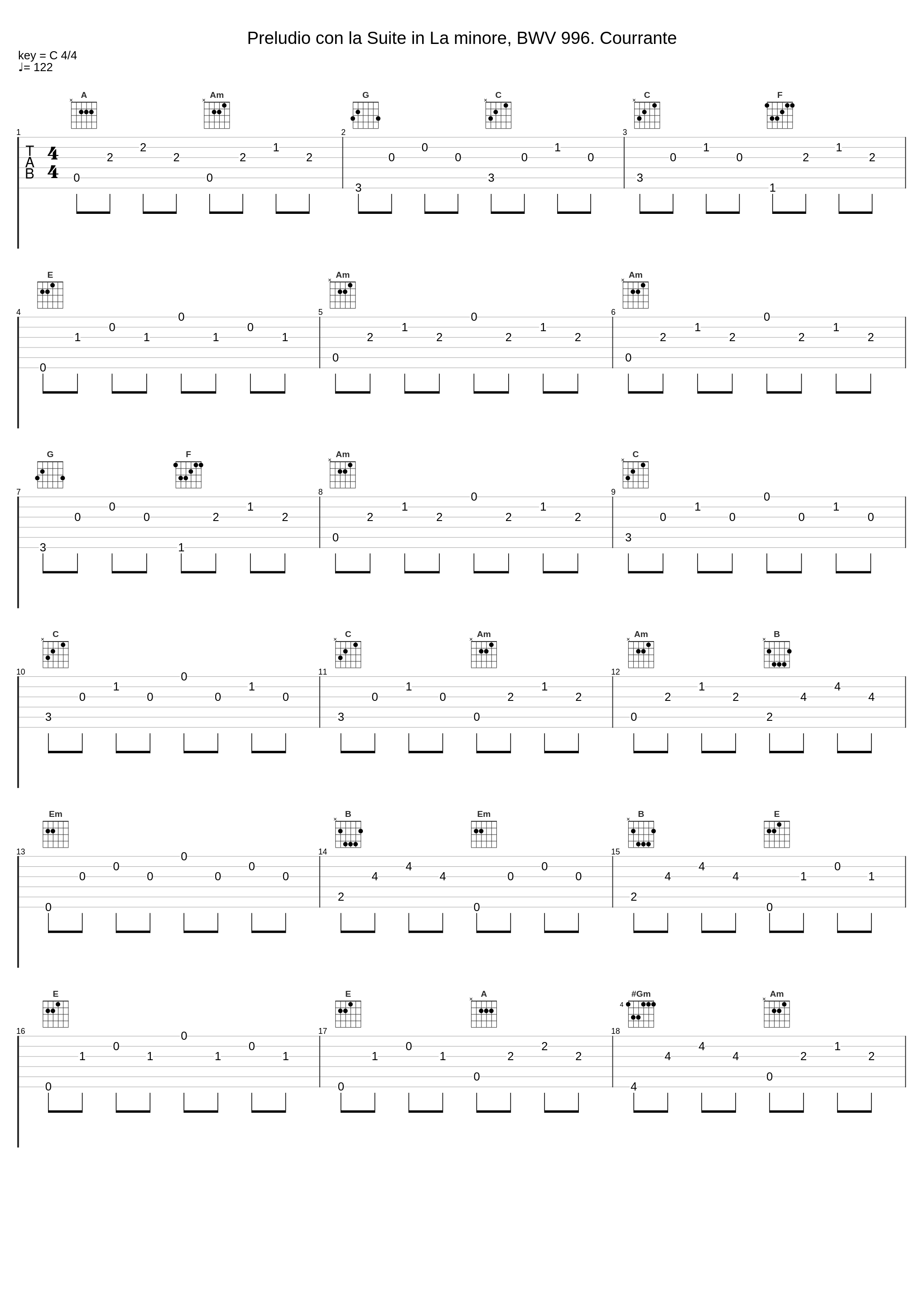 Preludio con la Suite in La minore, BWV 996. Courrante_Cristiana Passerini,Johann Sebastian Bach_1