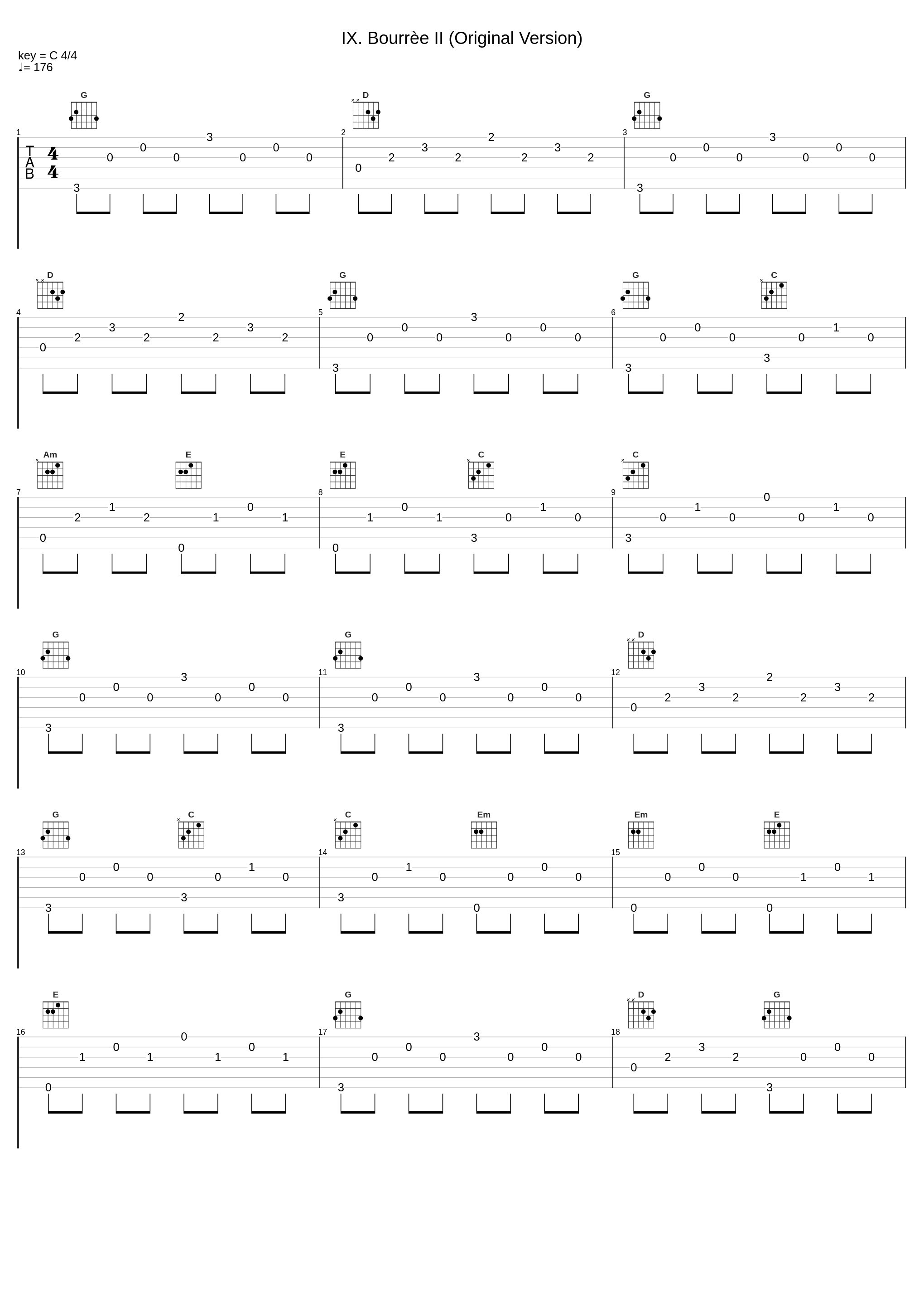 IX. Bourrèe II (Original Version)_Johann Sebastian Bach,C Red_1