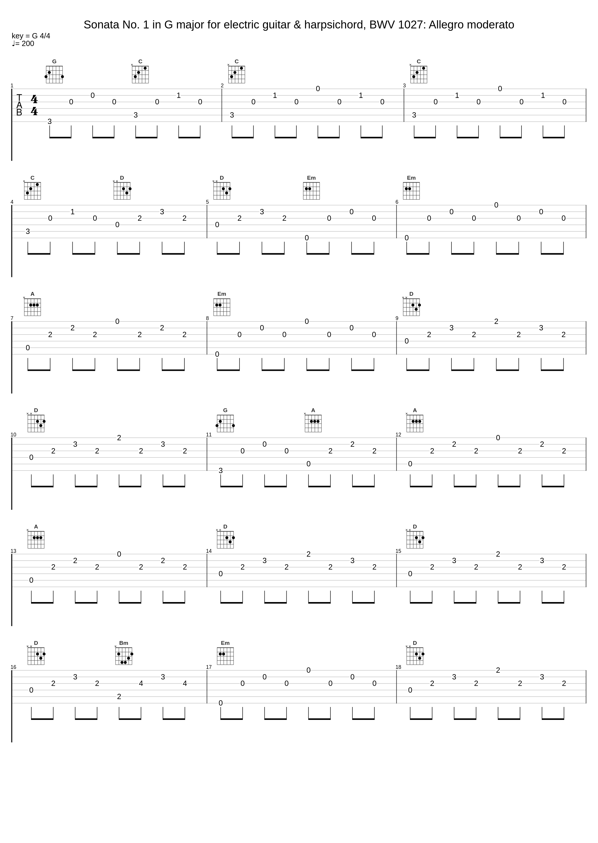 Sonata No. 1 in G major for electric guitar & harpsichord, BWV 1027: Allegro moderato_Marcos Roberto dos Santos,Johann Sebastian Bach_1
