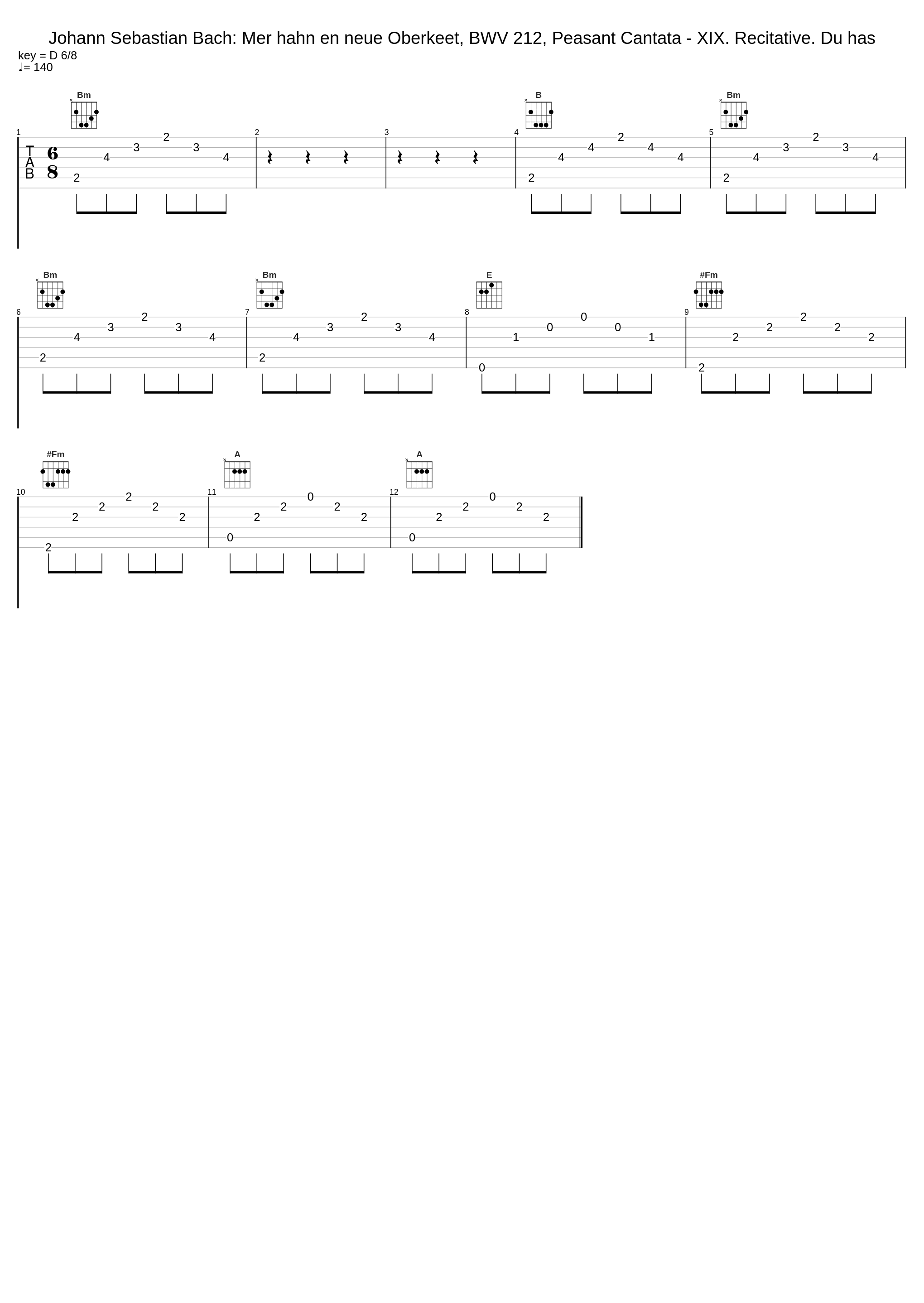 Johann Sebastian Bach: Mer hahn en neue Oberkeet, BWV 212, Peasant Cantata - XIX. Recitative. Du has_Johann Sebastian Bach_1