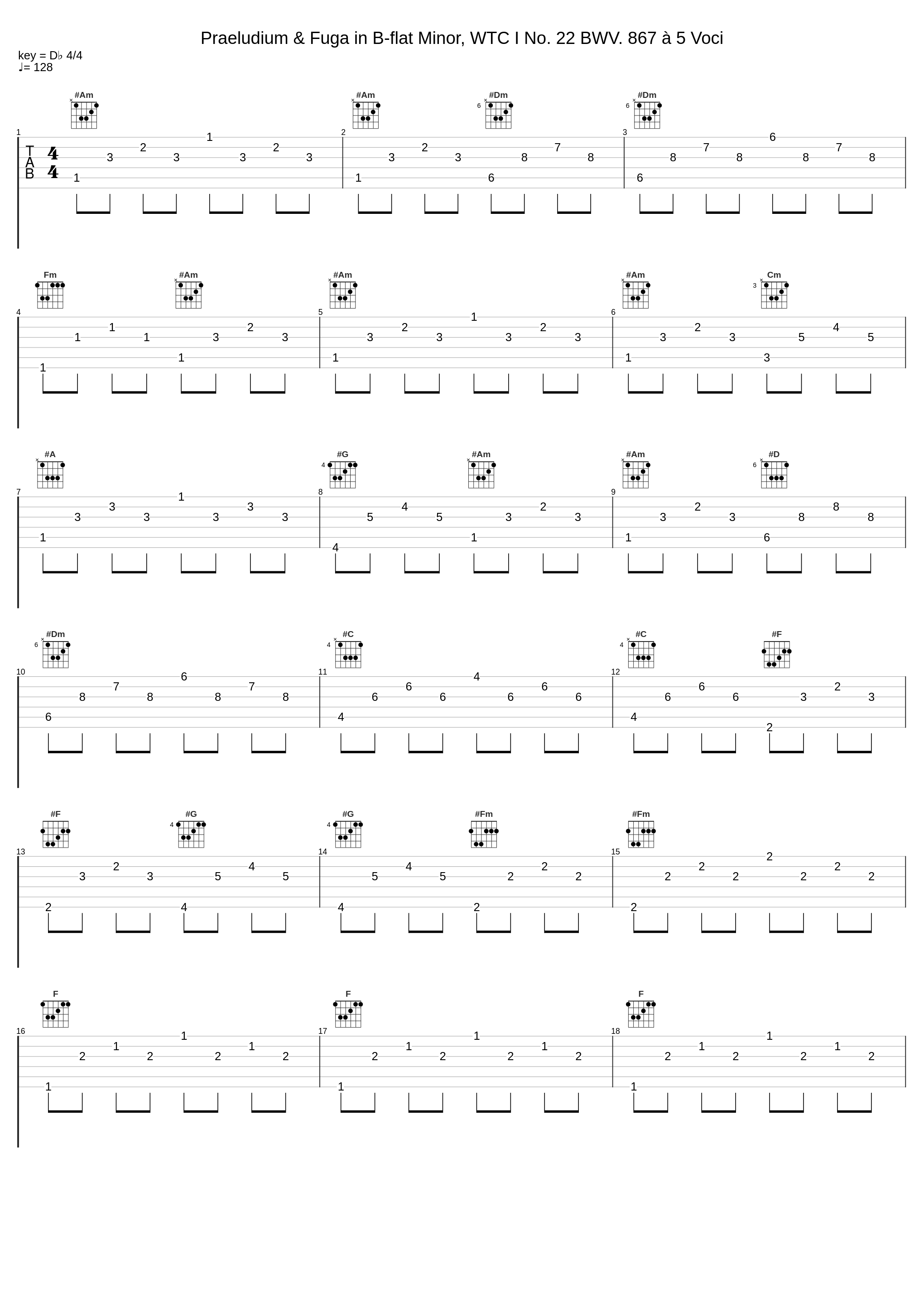 Praeludium & Fuga in B-flat Minor, WTC I No. 22 BWV. 867 à 5 Voci_Ephandras,Johann Sebastian Bach_1