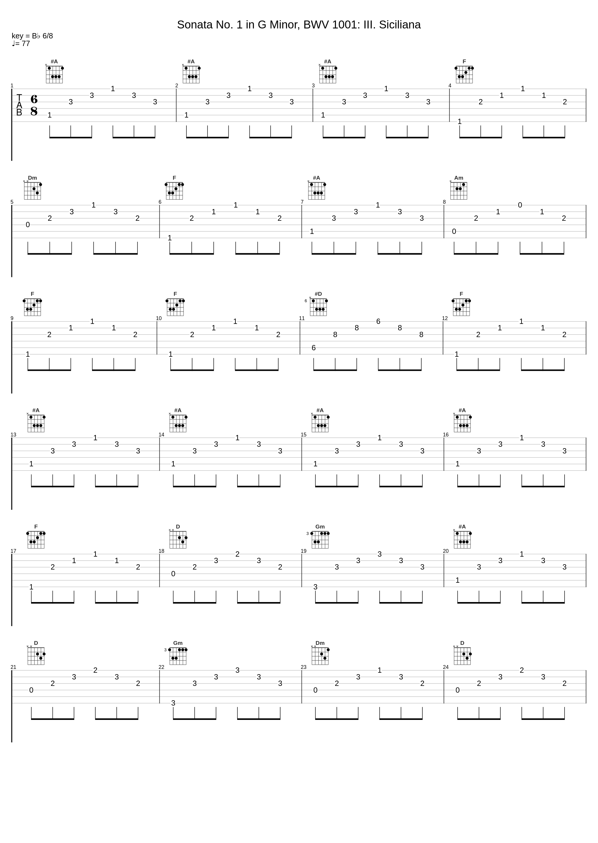 Sonata No. 1 in G Minor, BWV 1001: III. Siciliana_Aurélien Delprat,Johann Sebastian Bach_1