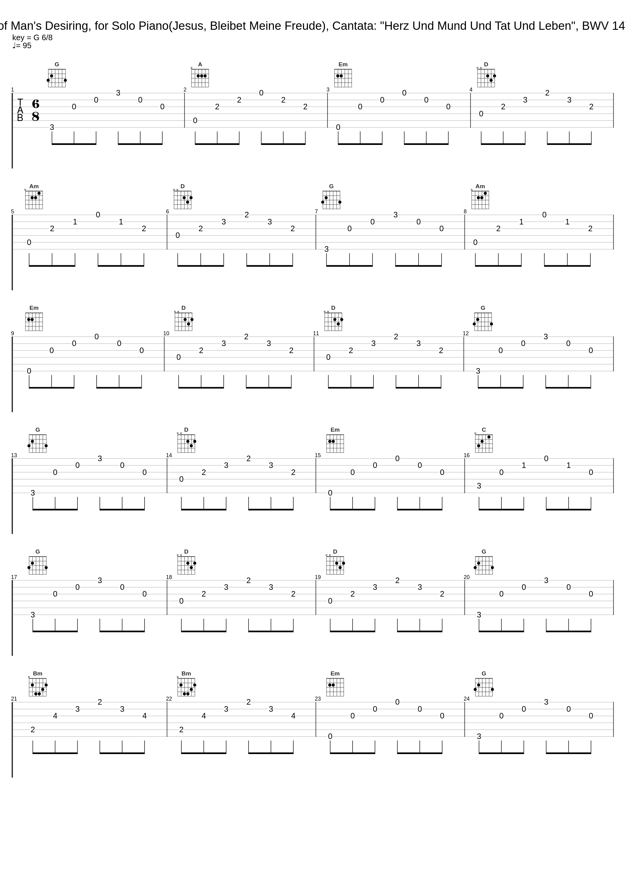 Jesu, Joy of Man's Desiring, for Solo Piano(Jesus, Bleibet Meine Freude), Cantata: "Herz Und Mund Und Tat Und Leben", BWV 147: Andante_Walter Rinaldi,Johann Sebastian Bach_1