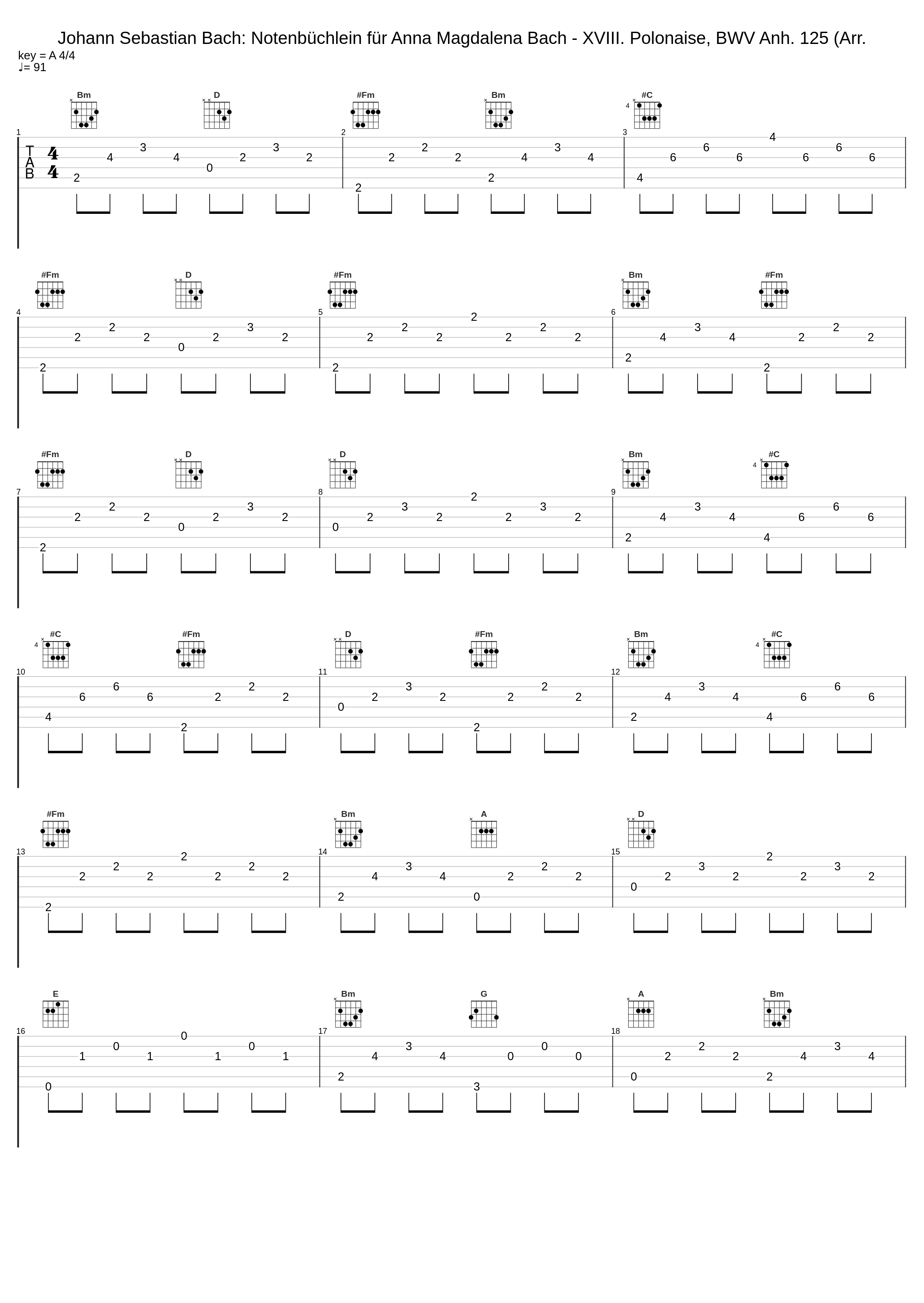 Johann Sebastian Bach: Notenbüchlein für Anna Magdalena Bach - XVIII. Polonaise, BWV Anh. 125 (Arr._Johann Sebastian Bach_1