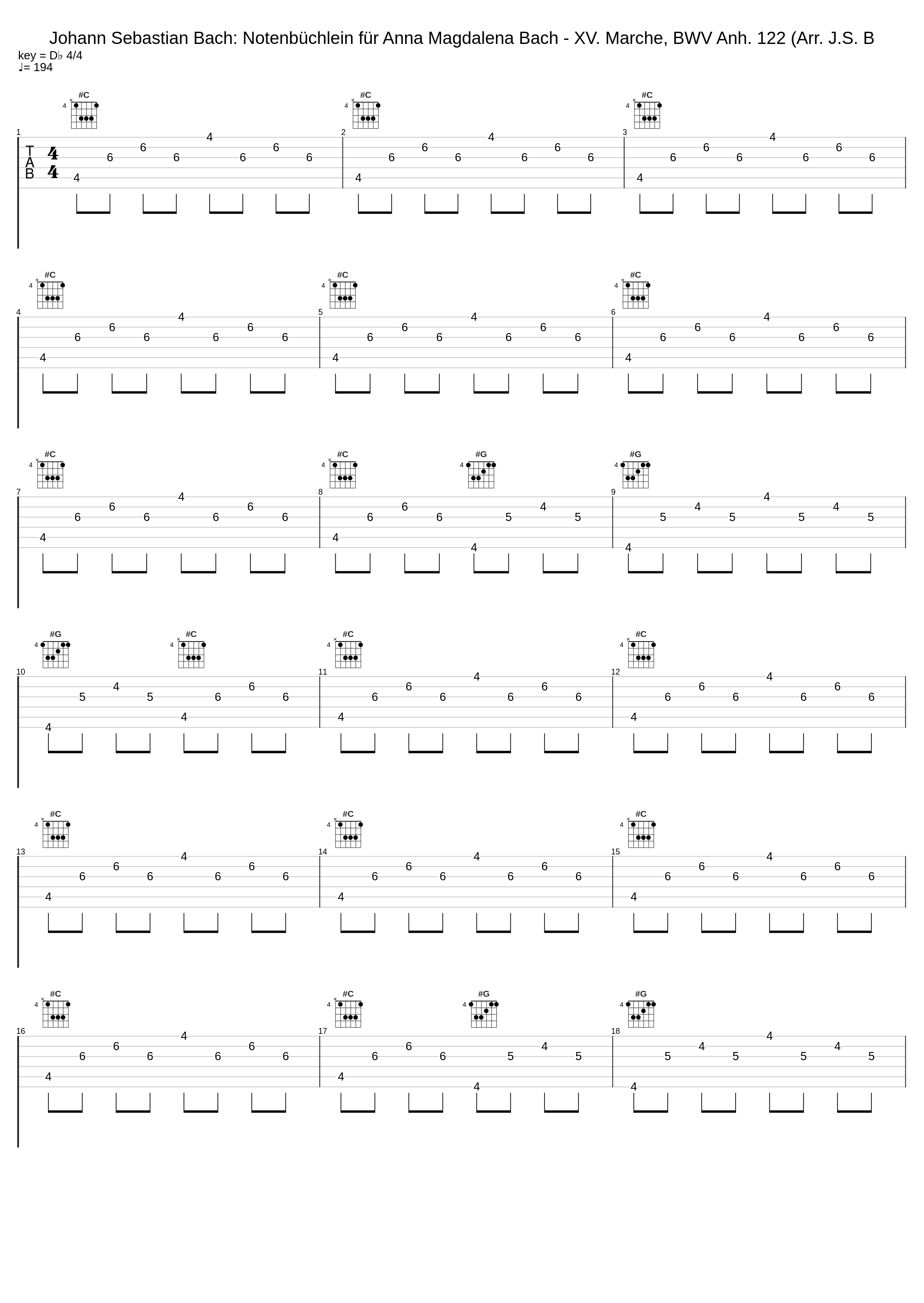 Johann Sebastian Bach: Notenbüchlein für Anna Magdalena Bach - XV. Marche, BWV Anh. 122 (Arr. J.S. B_Johann Sebastian Bach_1