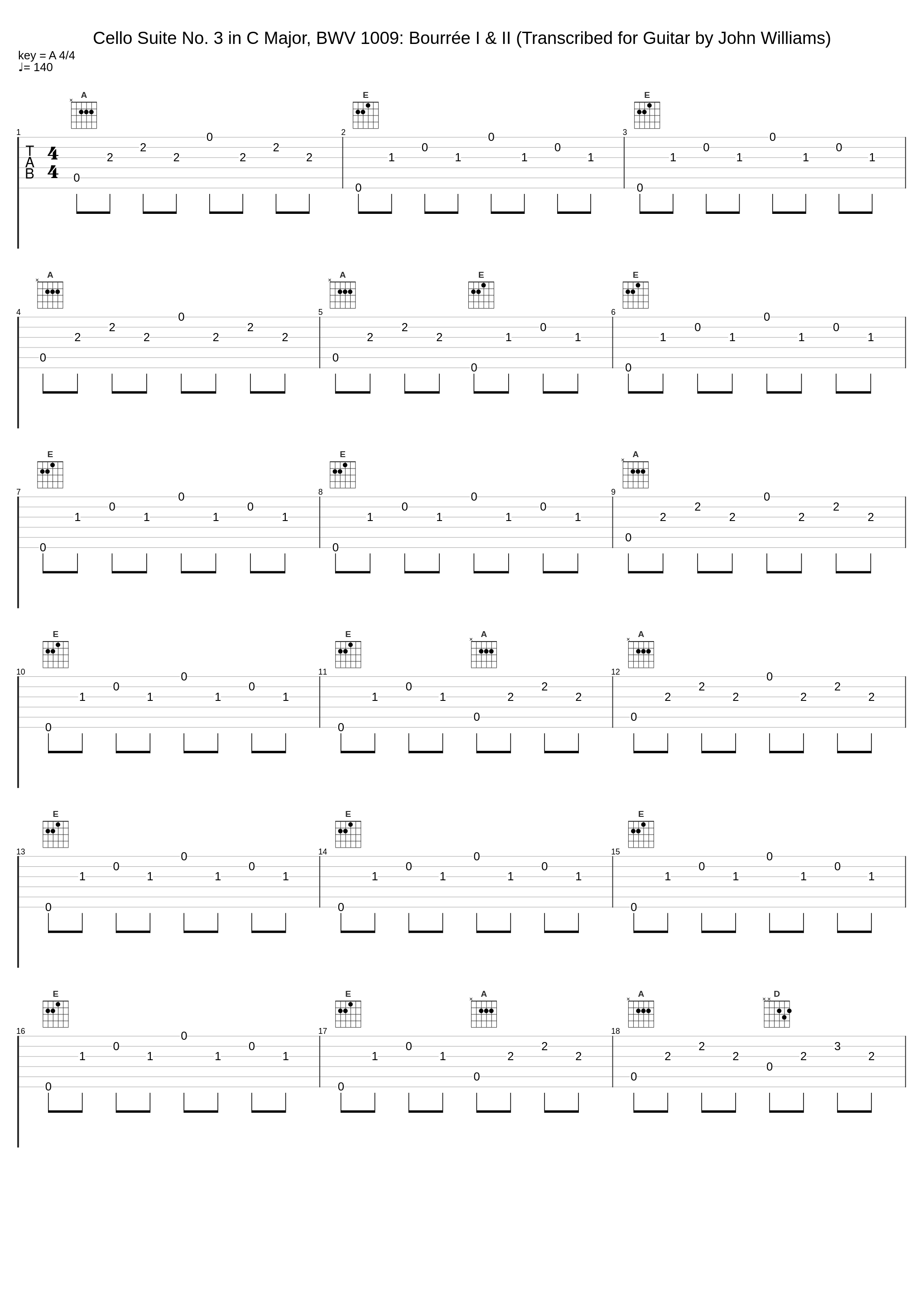 Cello Suite No. 3 in C Major, BWV 1009: Bourrée I & II (Transcribed for Guitar by John Williams)_John Williams,Johann Sebastian Bach_1